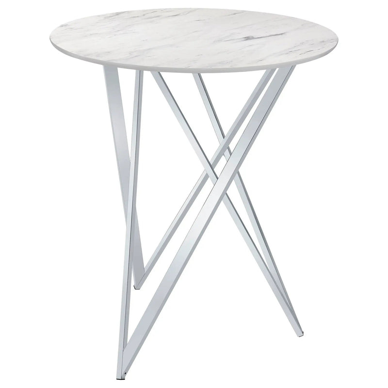 Bexter Round 35-inch Faux Marble Bistro Bar Table Chrome by Unique Piece Furniture