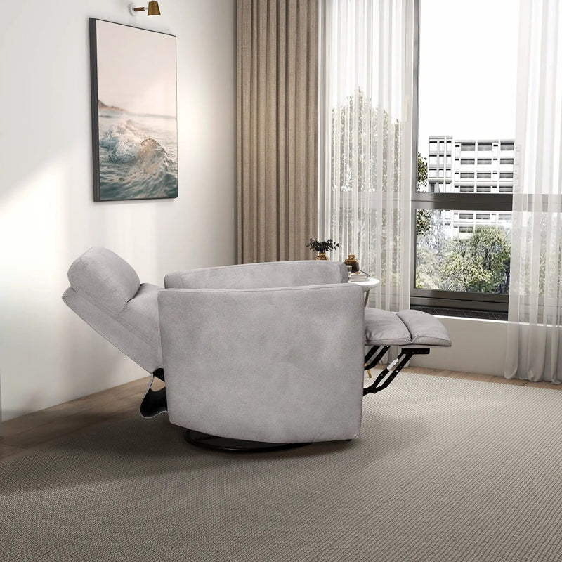 Lawson - Swivel Glider Suede Recliner Chair - Latte by HouseOfZazla