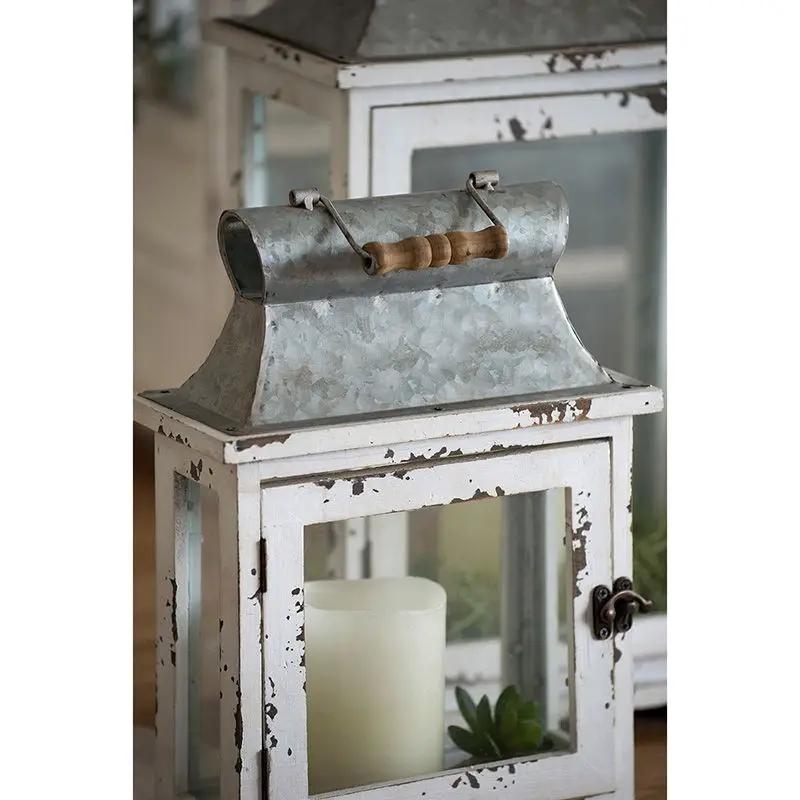 Wooden Candle Lantern Decorative, Hurricane Lantern Holder Decor For Indoor Outdoor, Home Garden Wedding - White by Unique Piece Furniture