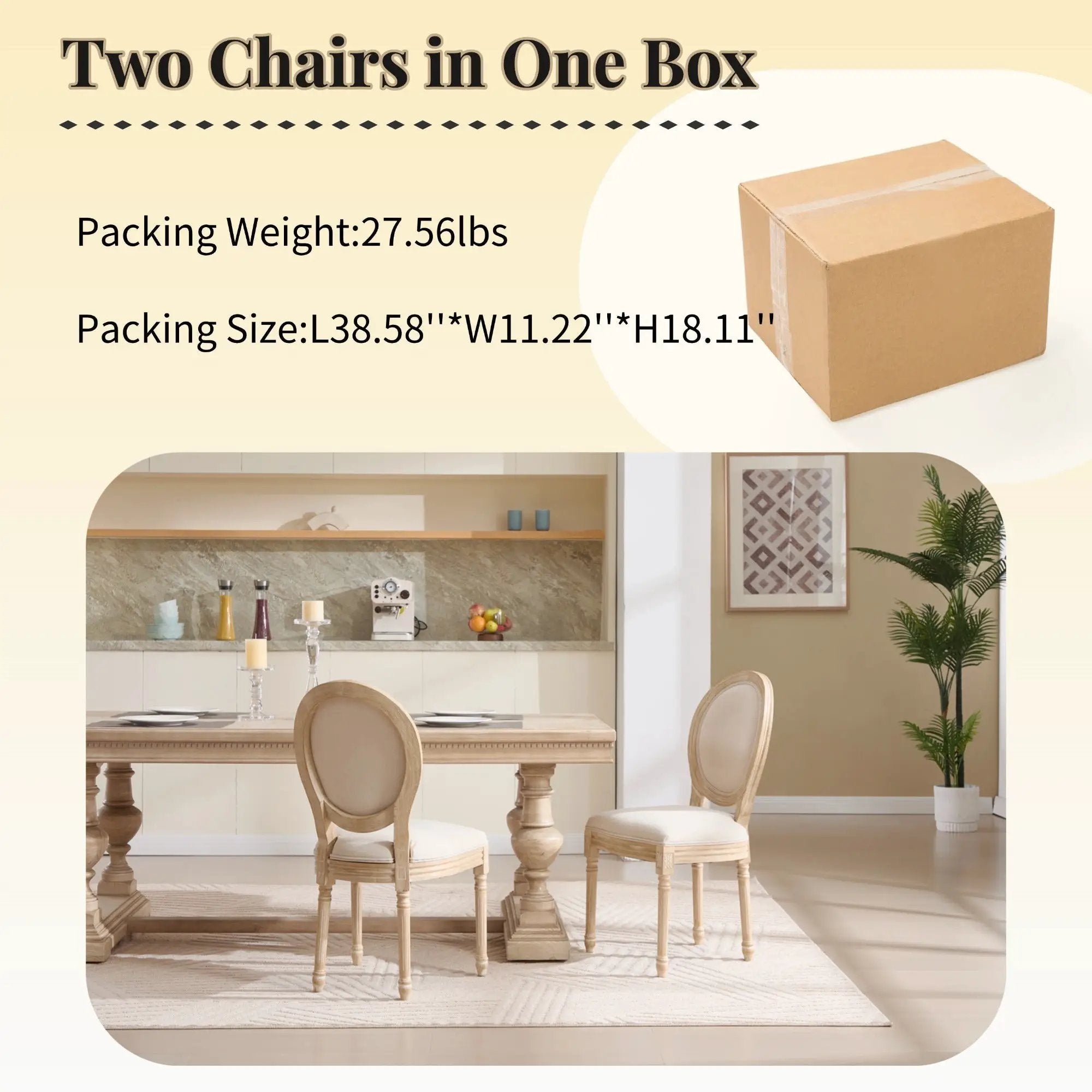 French Country Dining Chairs Set of 2 with Upholstered Round Back by HouseOfZazla