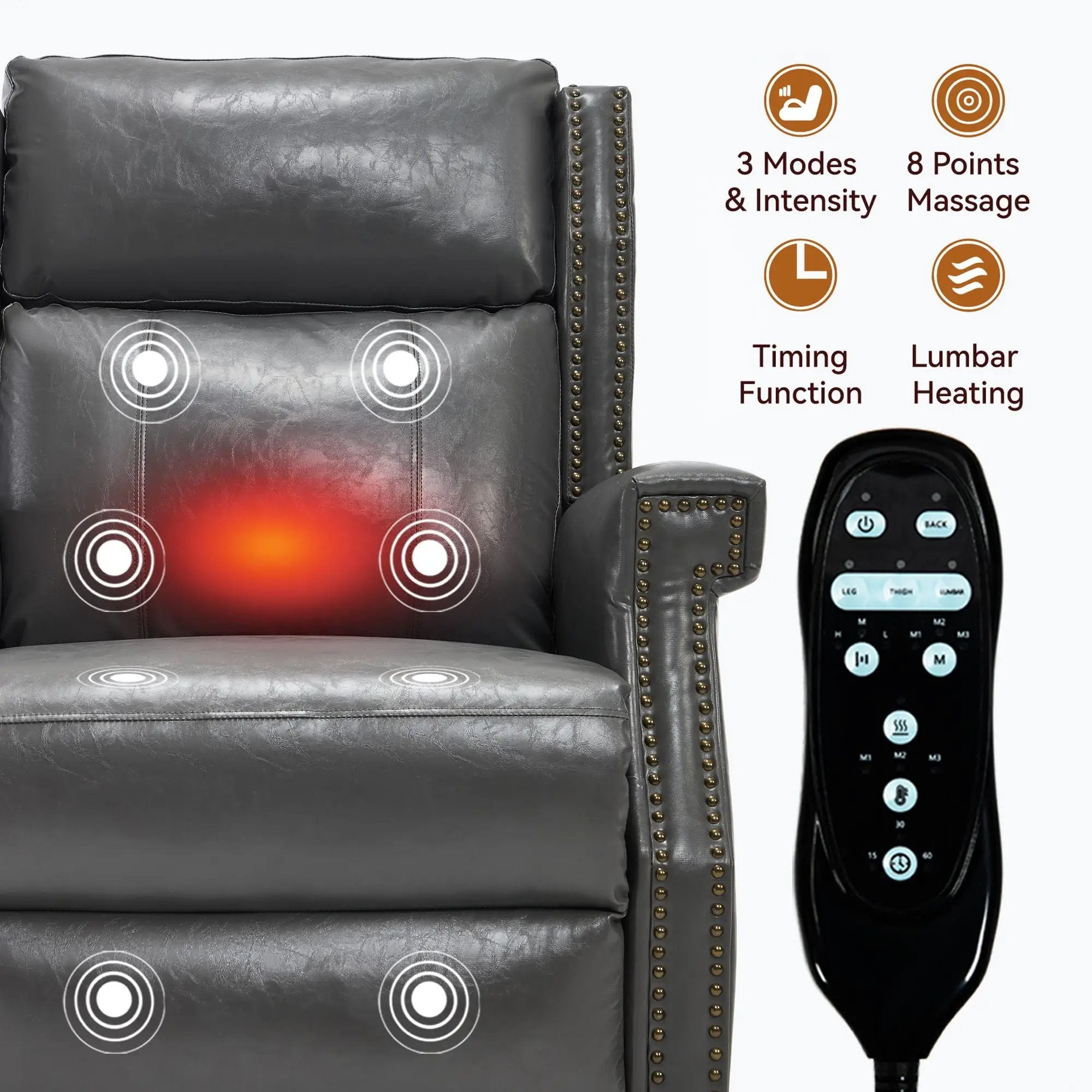 Manual Recliner Chair With Heavy Duty Motion Mechanism, 8 Vibrating Nodes And 3 Massage Modes For Living Room by HouseOfZazla