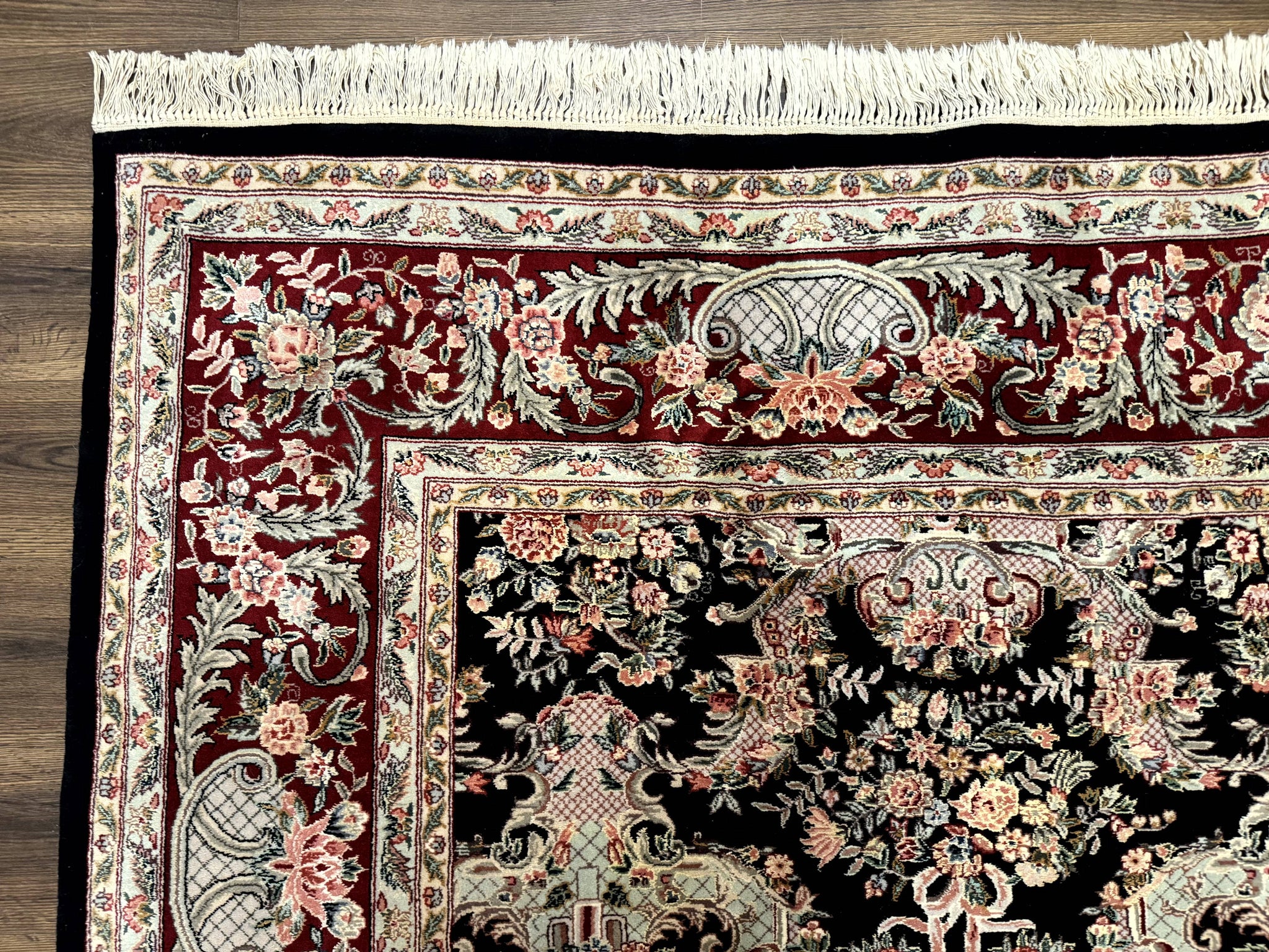 Sino Persian Rug 9x12, Black, Floral Bouquets by Jewel Rugs