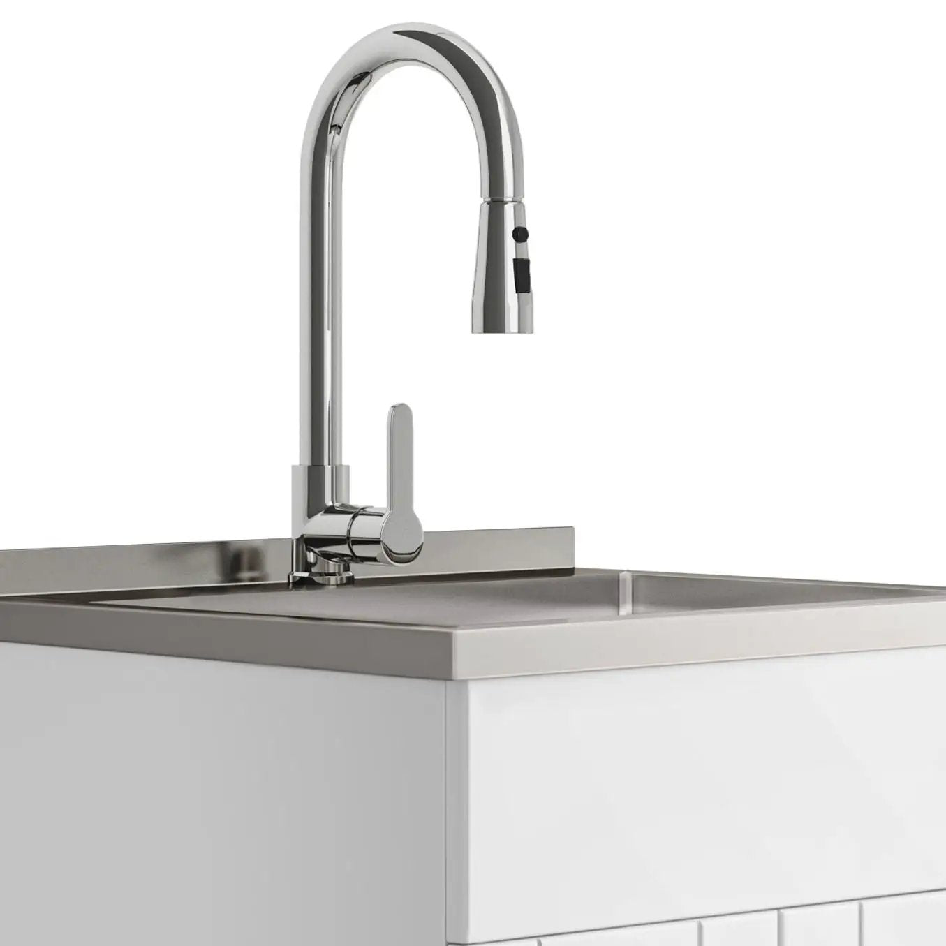 Shaker - Modern Wide, Laundry Cabinet With Faucet And Stainless Steel Sink by HouseOfZazla