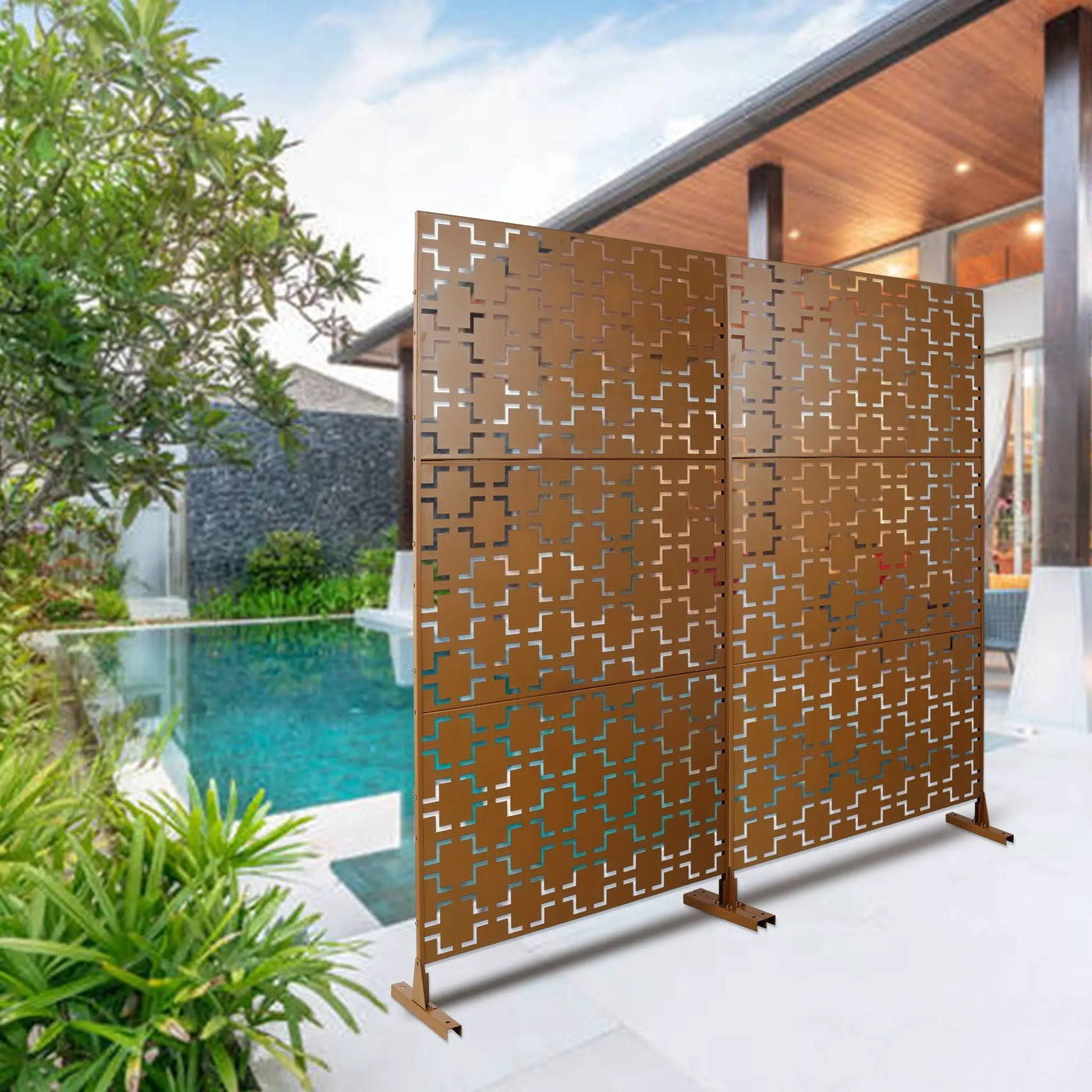 Outdoor & Indoor Metal Privacy Freestanding Decorative Screen by HouseOfZazla