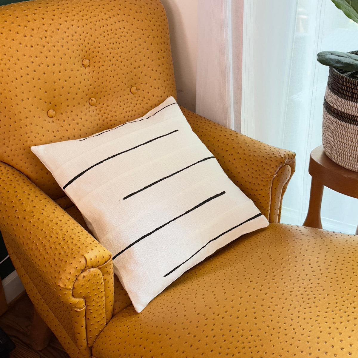Crossing Lines White Sadza Pillow, photo 2 of 3