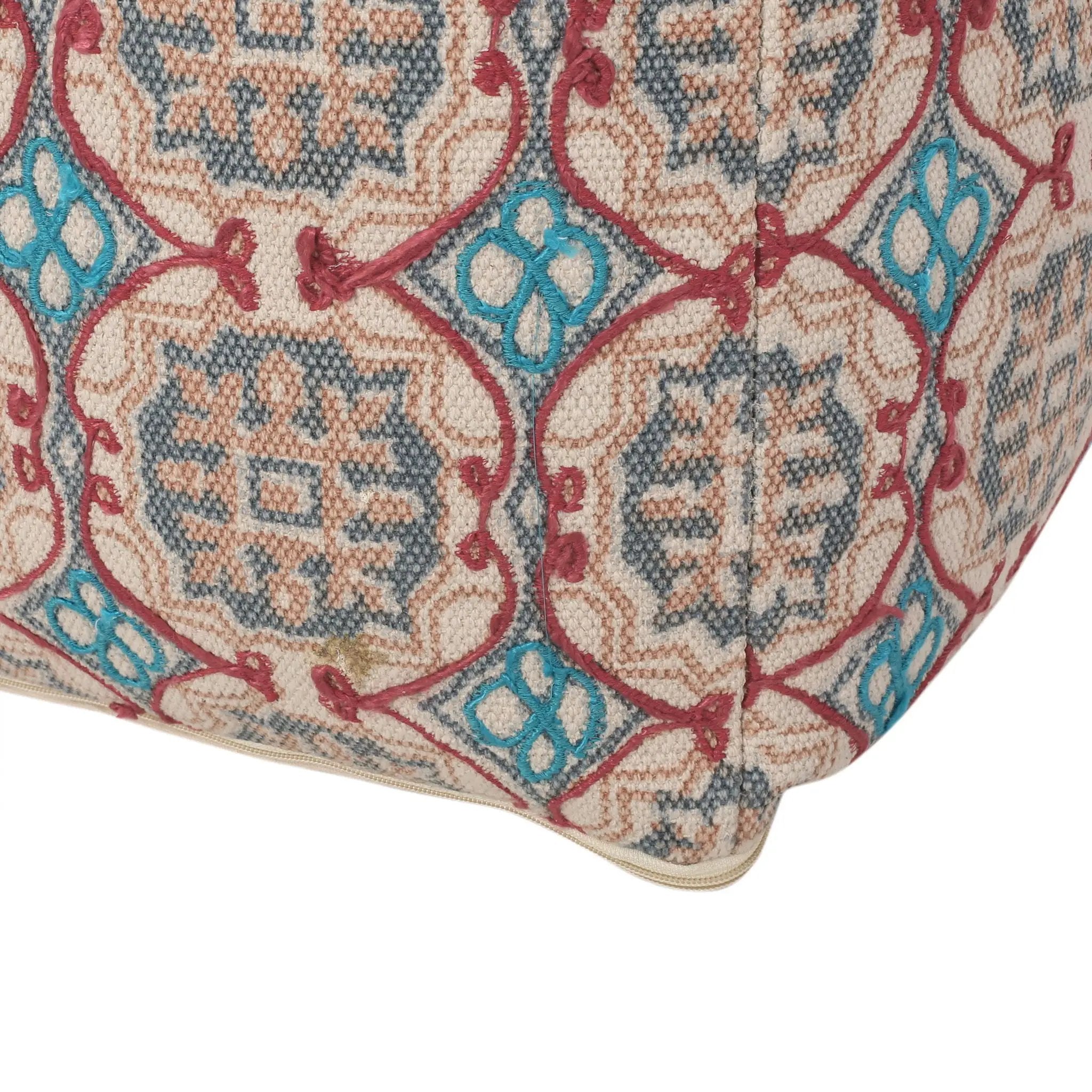 Amelia - Handcrafted Fabric Pouf, Rustic Elegance - Multicolored by Unique Piece Furniture
