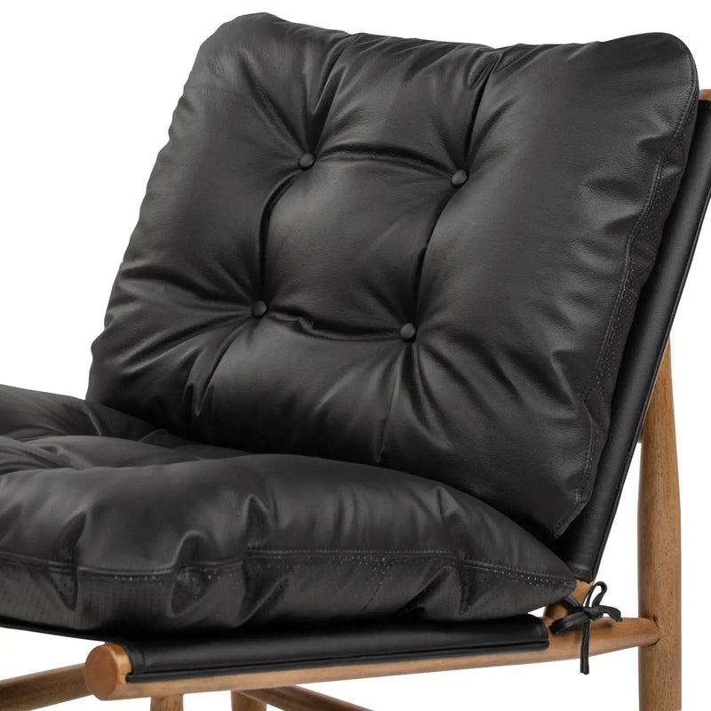 Oxford Leather Mid-Century Modern Accent Chair - Noir Black by HouseOfZazla
