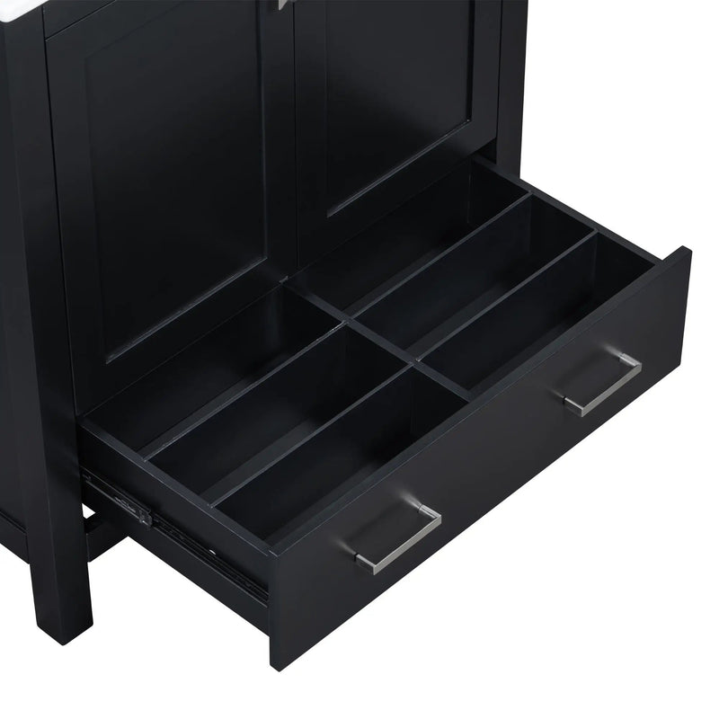 Bathroom Vanity With Single Sink, Combo Cabinet Undermount Sink, Bathroom Storage Cabinet With Two Doors And A Drawer, Soft Closing, Multifunctional Storage, Solid Wood Frame by HouseOfZazla