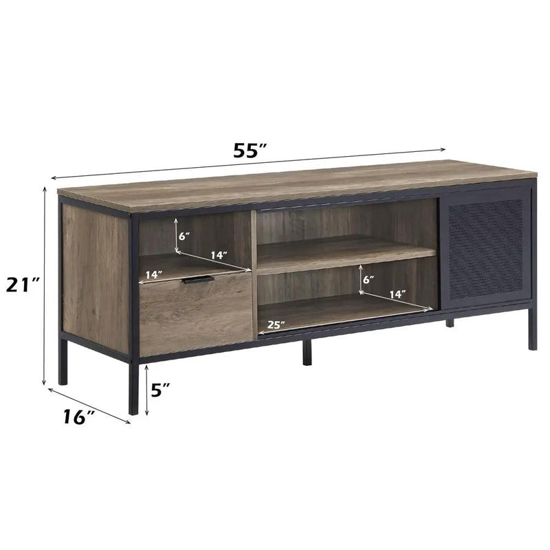 Nantan - 21" TV Stand - Rustic Oak & Black by Unique Piece Furniture