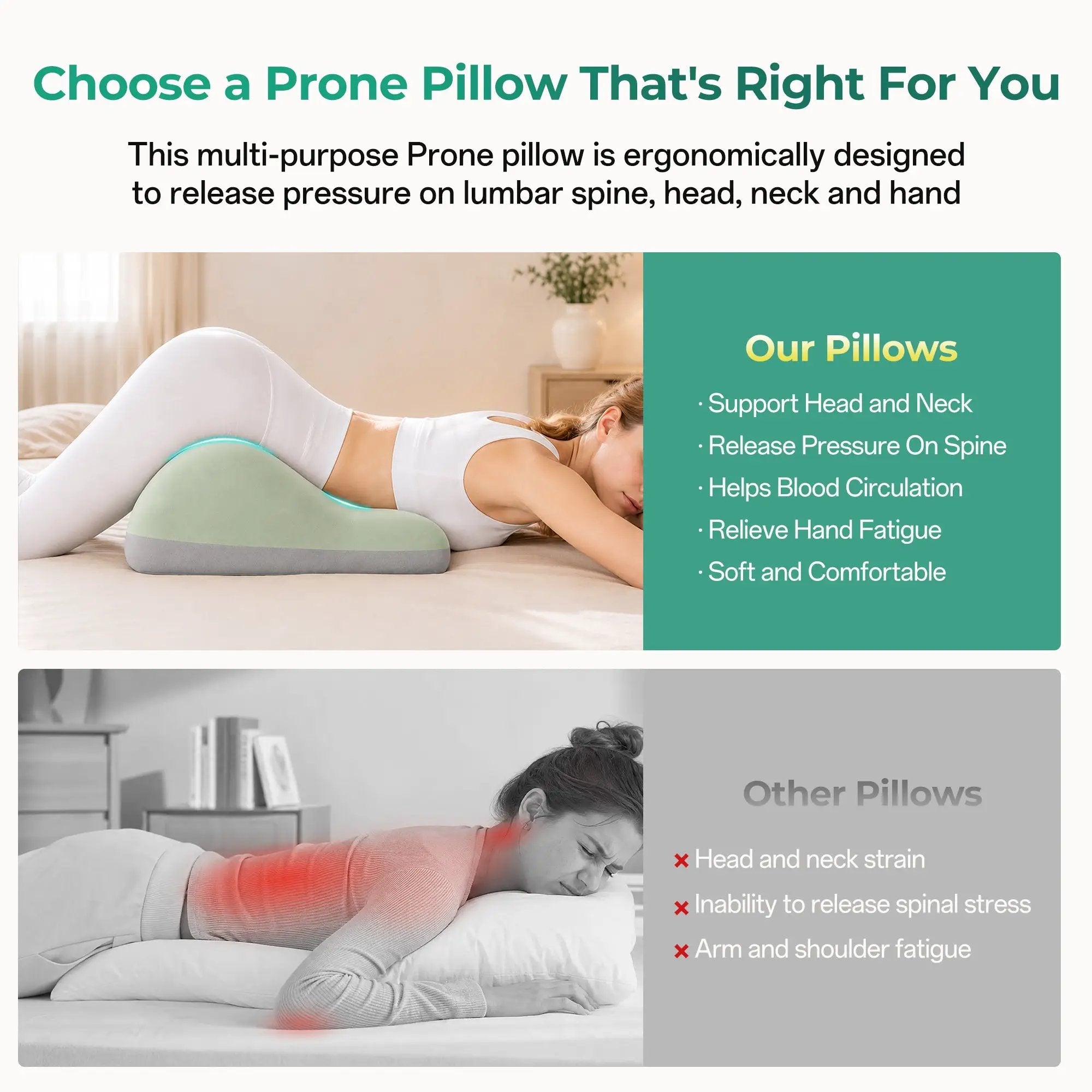 27° Ergonomic Memory Foam Support Pillow for Couples by HouseOfZazla