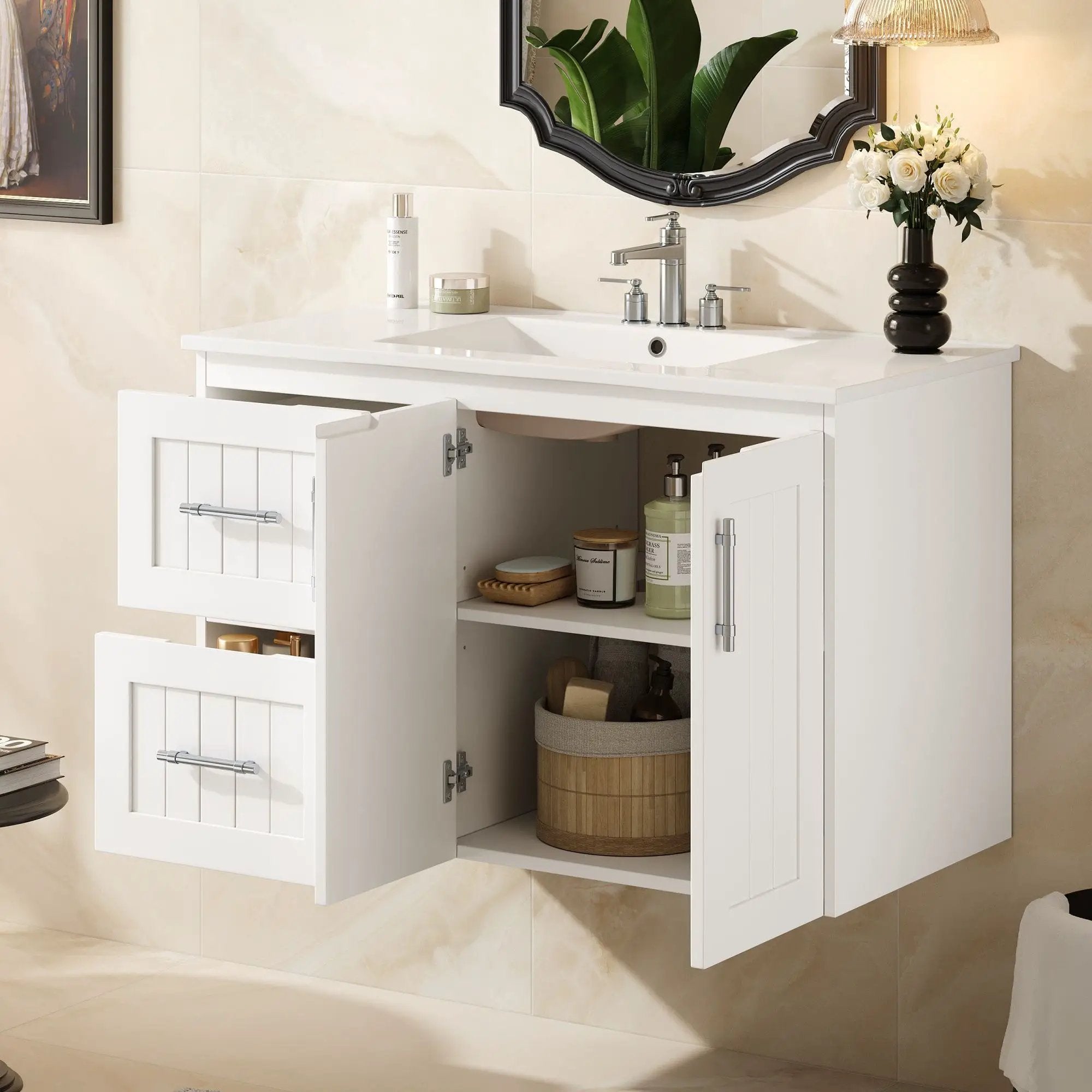 Wall Mounted Bathroom Vanity & Sink, 2 Drawers by Unique Piece Furniture