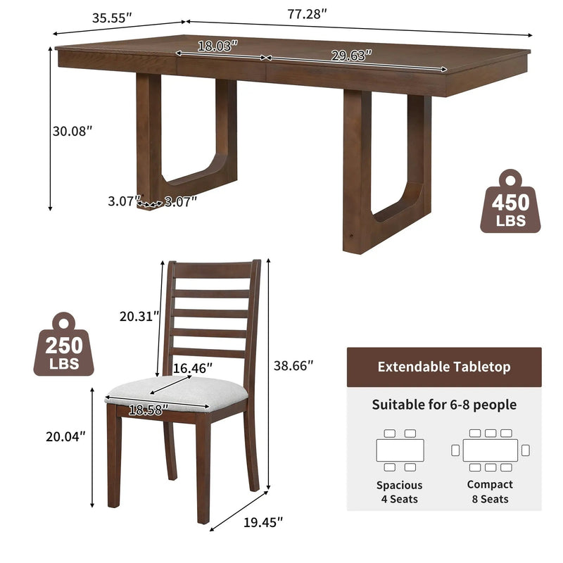 7-Piece Extendable Dining Table Set by HouseOfZazla