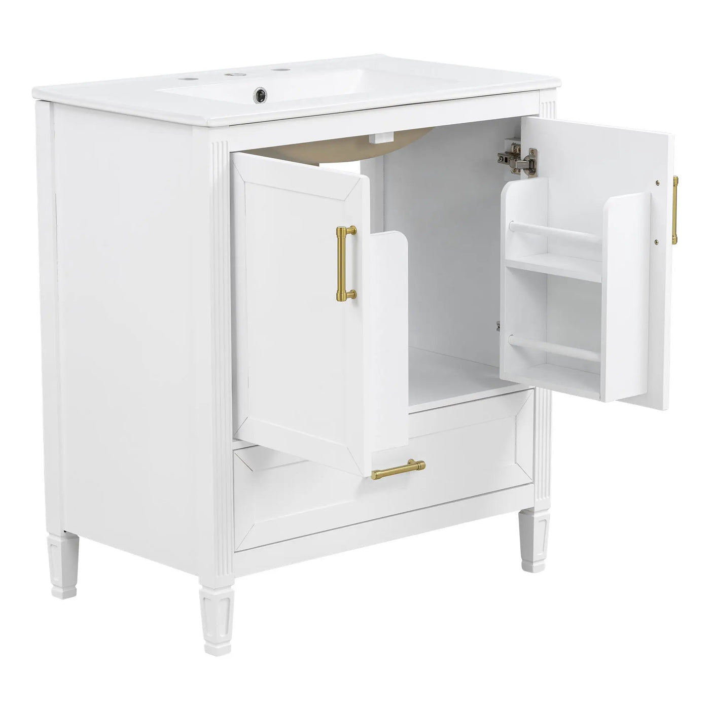 Elegant Fluted Bathroom Vanity With Sink, Soft Close Doors & Drawer by HouseOfZazla
