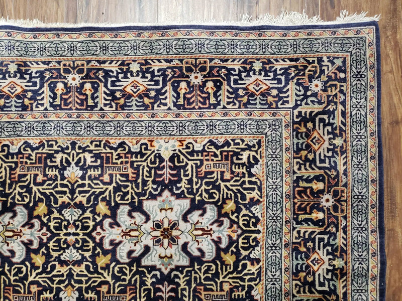Navy Blue Persian Kashan Rug, Hand-Knotted, Wool, 4' 8" x 7' 4", Pair B by Jewel Rugs