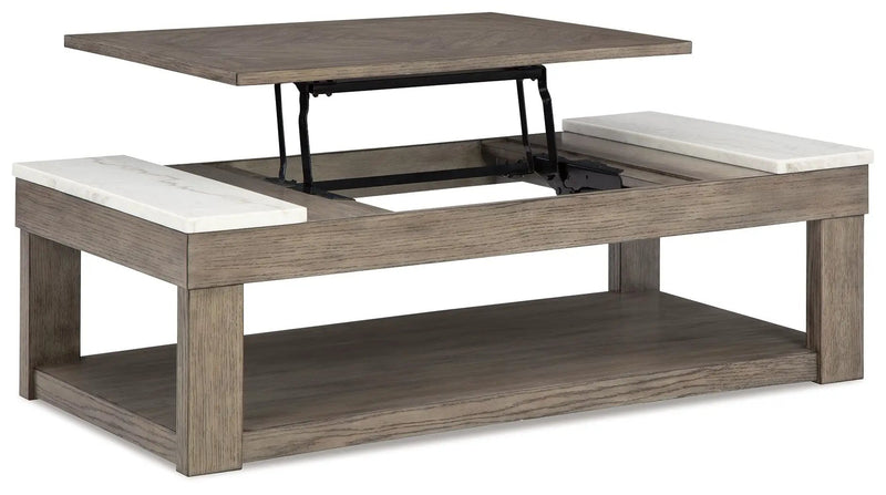 Loyaska - Lift Top Cocktail Table - Grayish Brown / White by Unique Piece Furniture