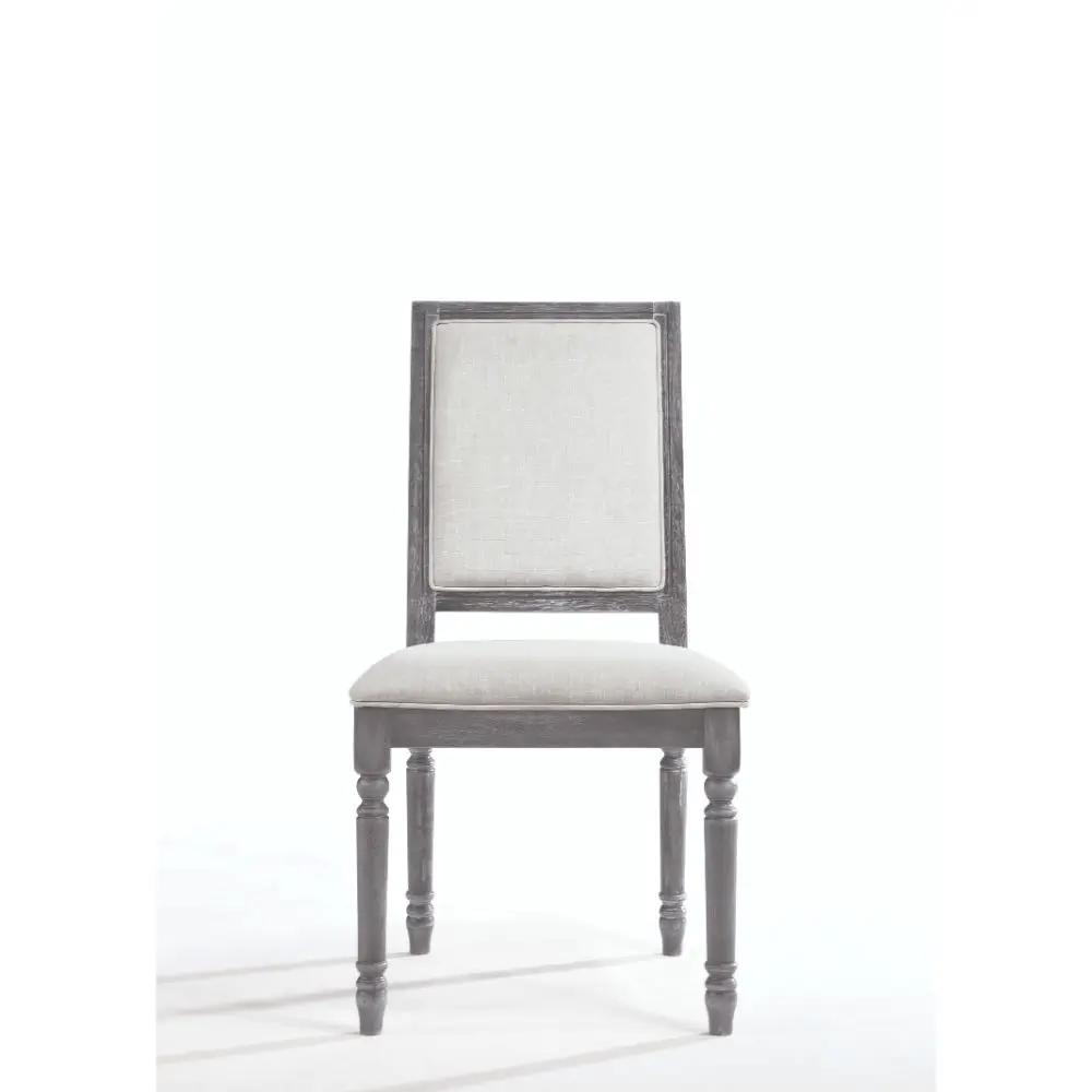Leventis - Side Chair (Set of 2) - Cream Linen & Weathered Gray by Unique Piece Furniture