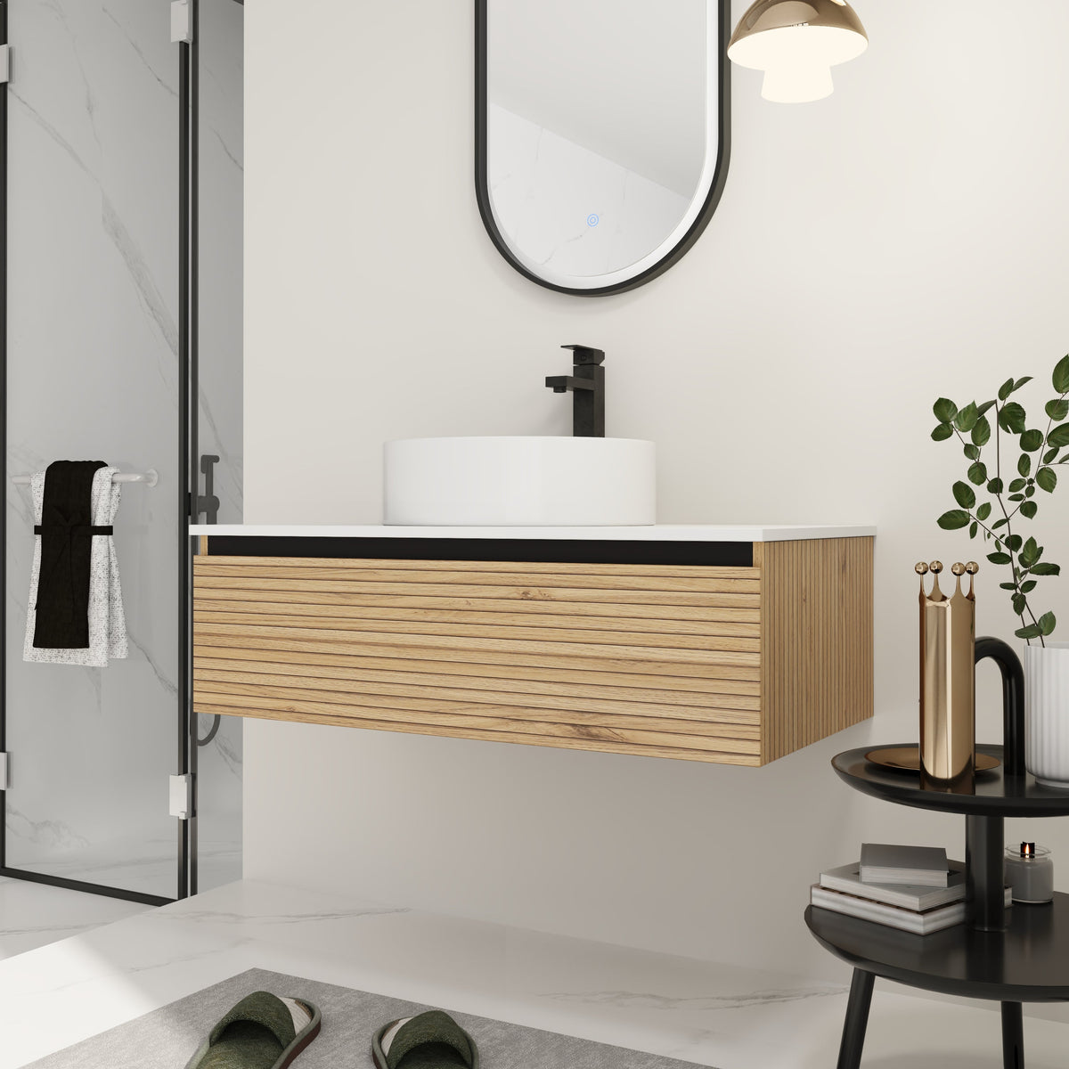 36'' Wall Mounted Bathroom Vanity with Resin Sink, photo 5 of 10