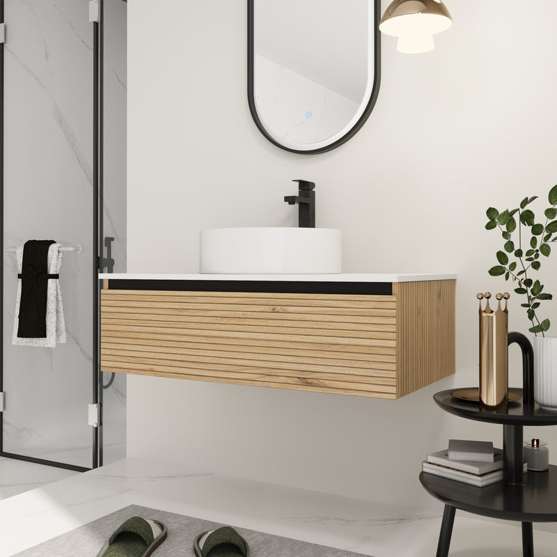 36'' Wall Mounted Bathroom Vanity with Resin Sink, photo 5 of 10