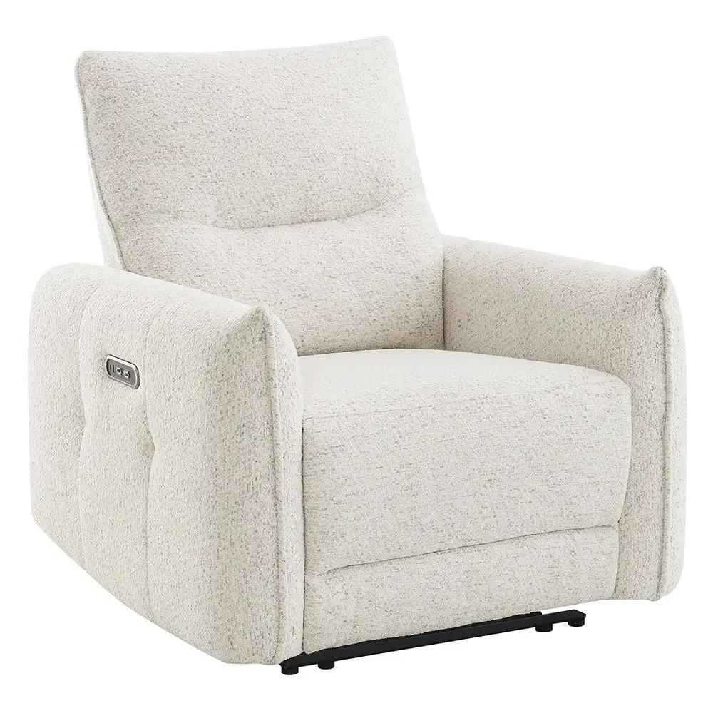 Lalisa - Power Motion Recliner With USB Port - Cream Chenille by Unique Piece Furniture