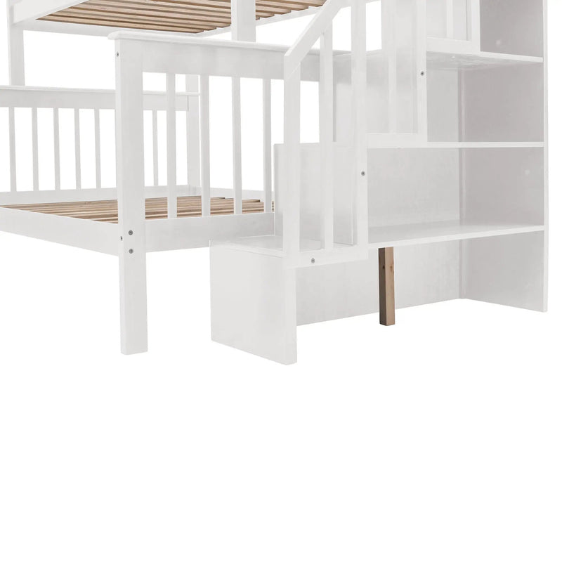 Stairway Bunk Bed With Storage And Guard Rail For Bedroom by HouseOfZazla