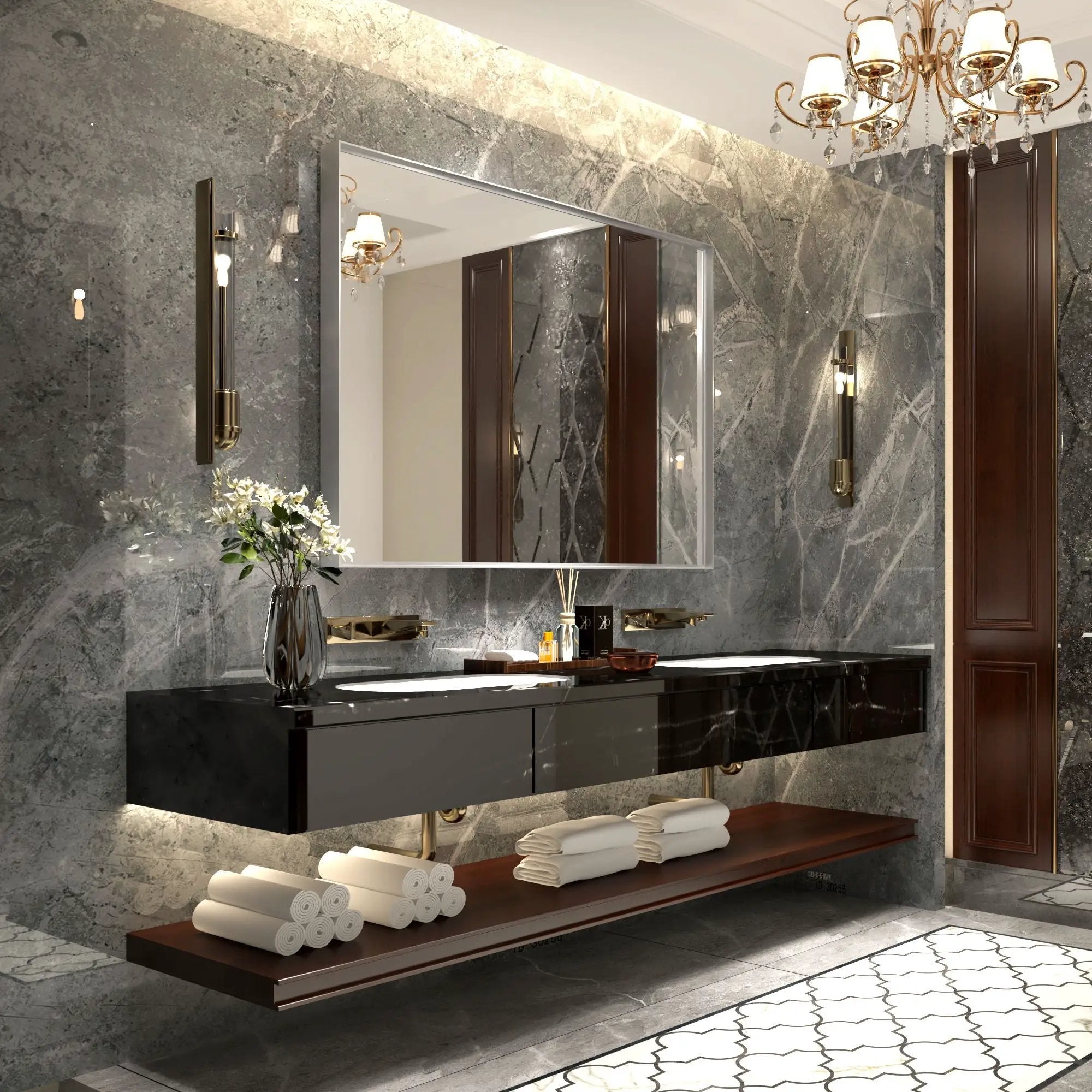 40X30" Silver Rectangular Wall-Mounted Beveled Bathroom Mirror, Square Angle Metal Frame Wall Mounted Bathroom Mirrors For Wall (Horizontal & Vertical) - Silver by Unique Piece Furniture