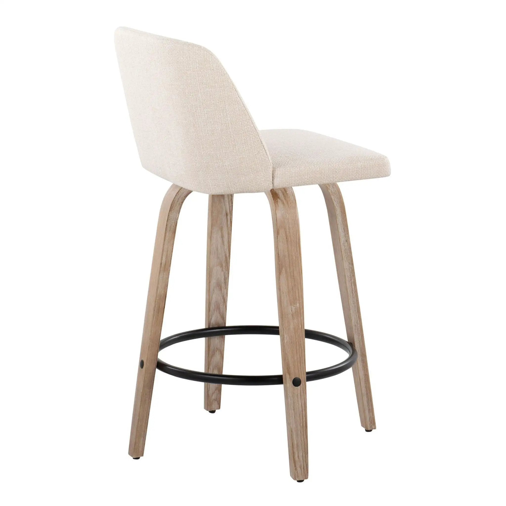 Toriano - Contemporary Fixed-Height Counter Stool & Swivel With Round Footrest (Set of 2) by Unique Piece Furniture
