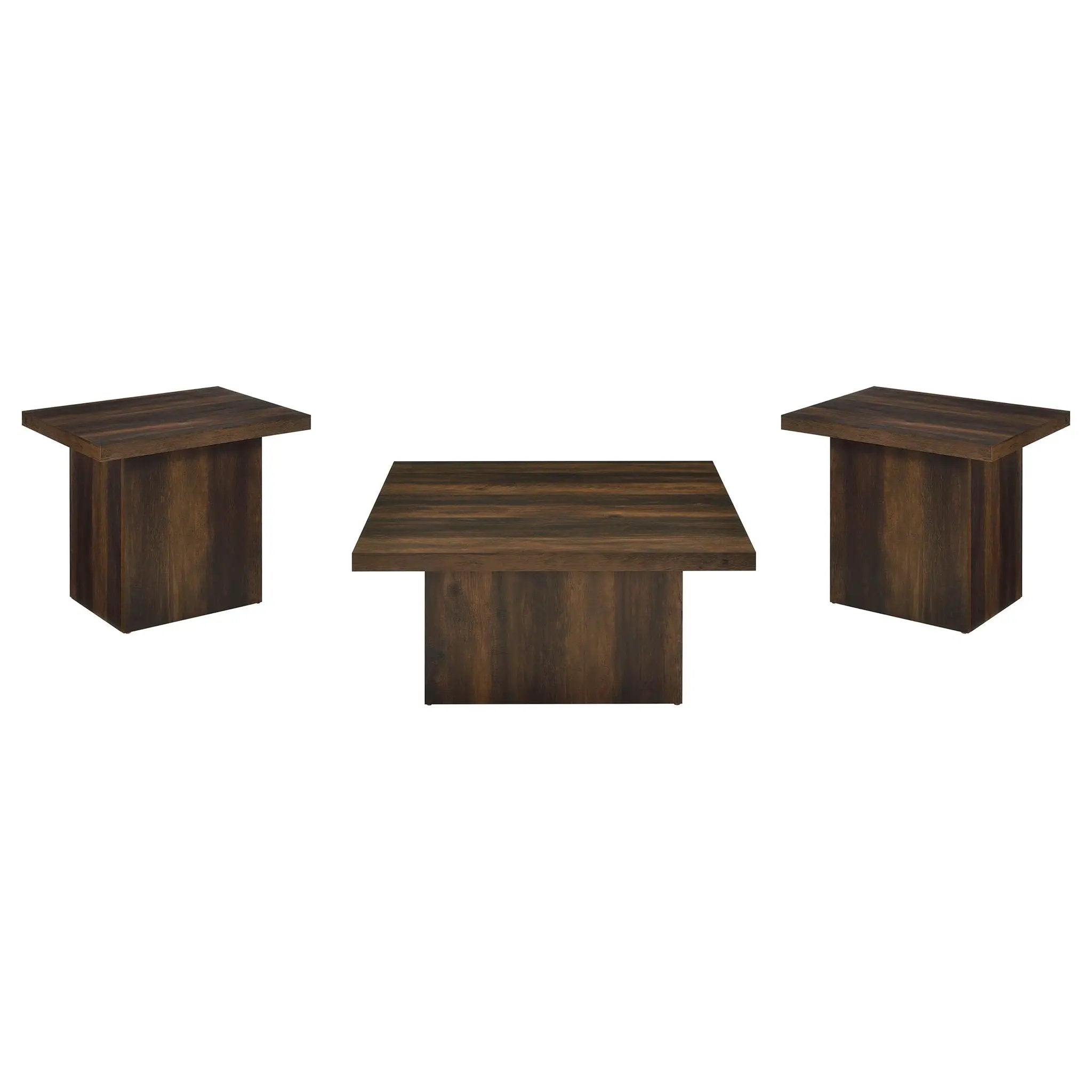Devar 3-piece Square Coffee and End Table Set Dark Pine by Unique Piece Furniture
