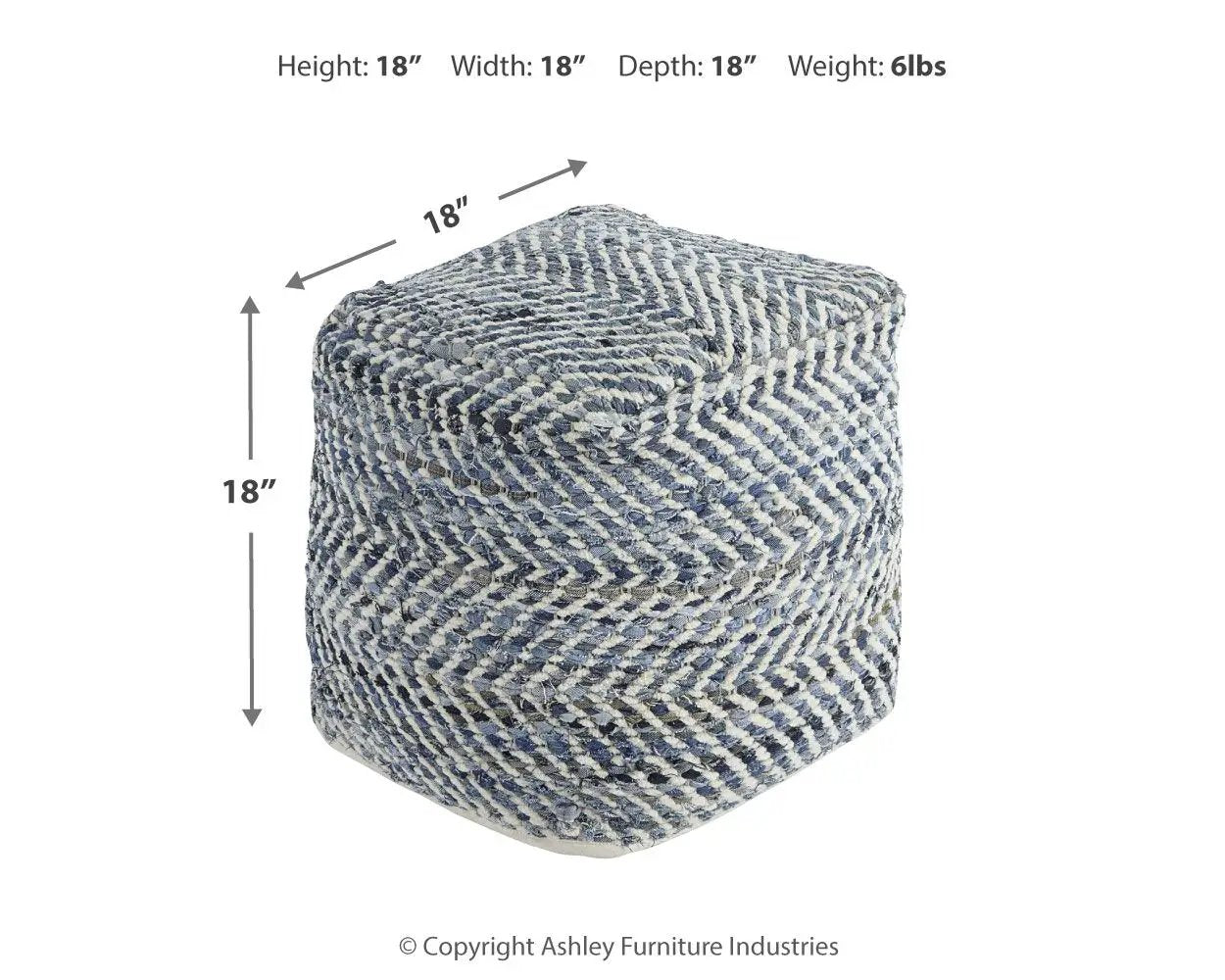 Chevron - Pouf - Blue by Unique Piece Furniture