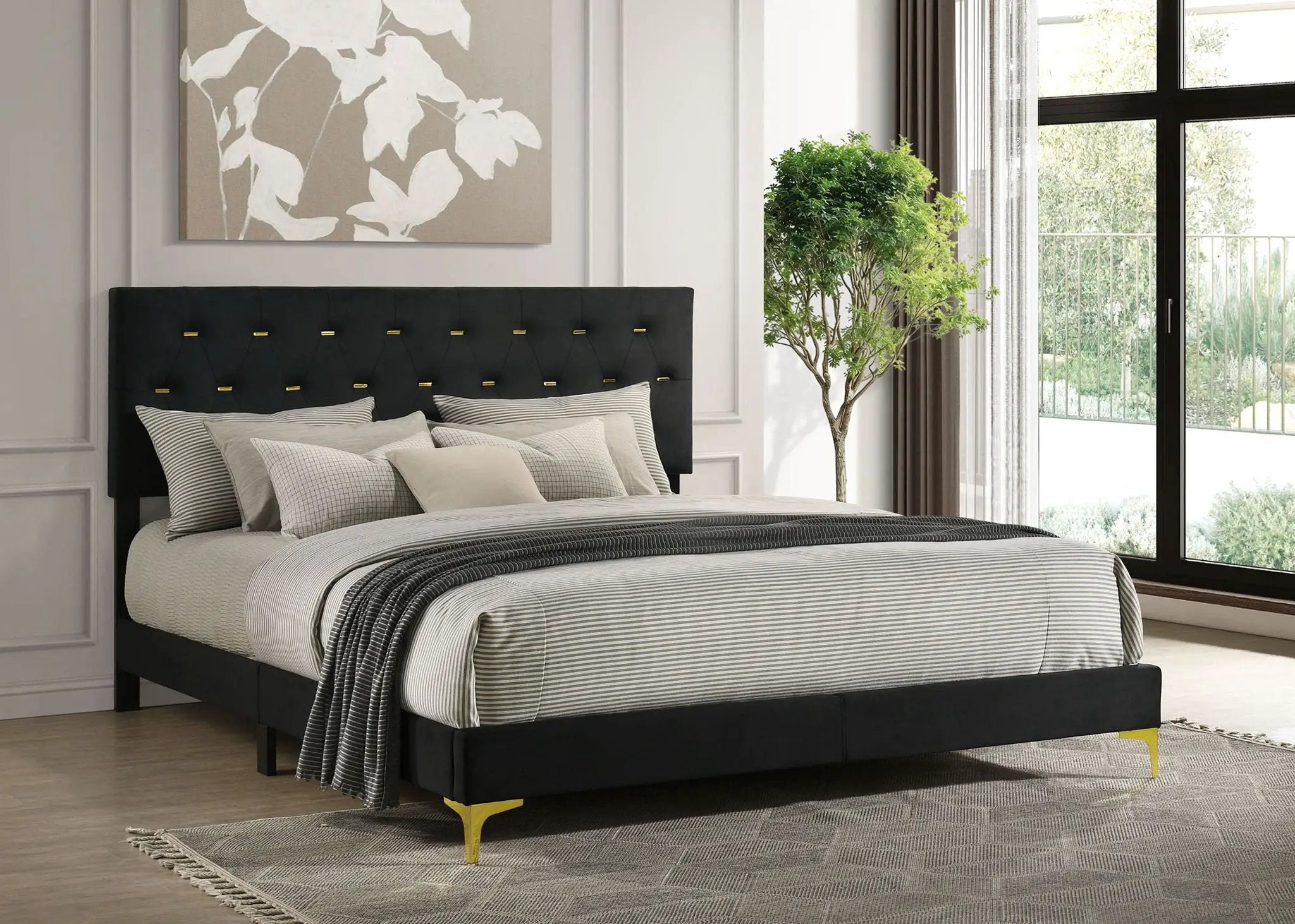 Kendall Upholstered California King Panel Bed Black by Unique Piece Furniture
