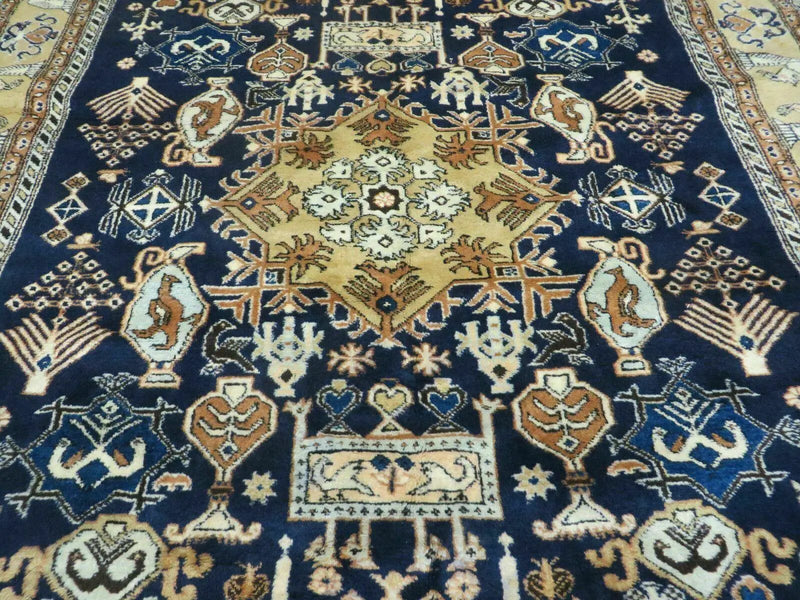 Persian Qum Rug 5.6 x 8.8, Navy Blue by Jewel Rugs