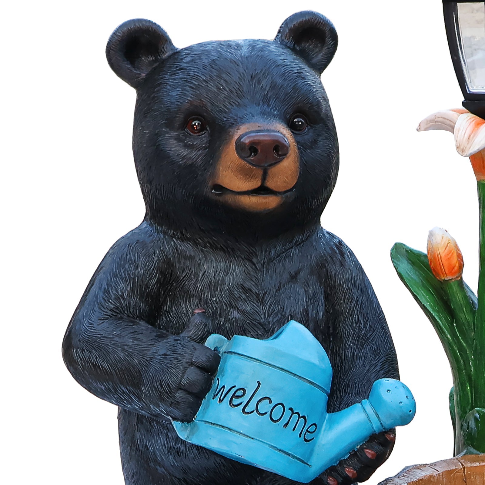 Standing Black Bear Garden Planter with Decorative Solar Lantern by HouseOfZazla