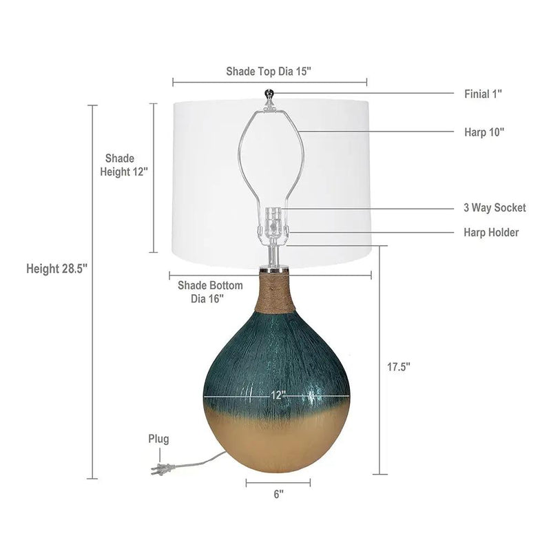 D16x28.5' Glass Table Lamp by HouseOfZazla