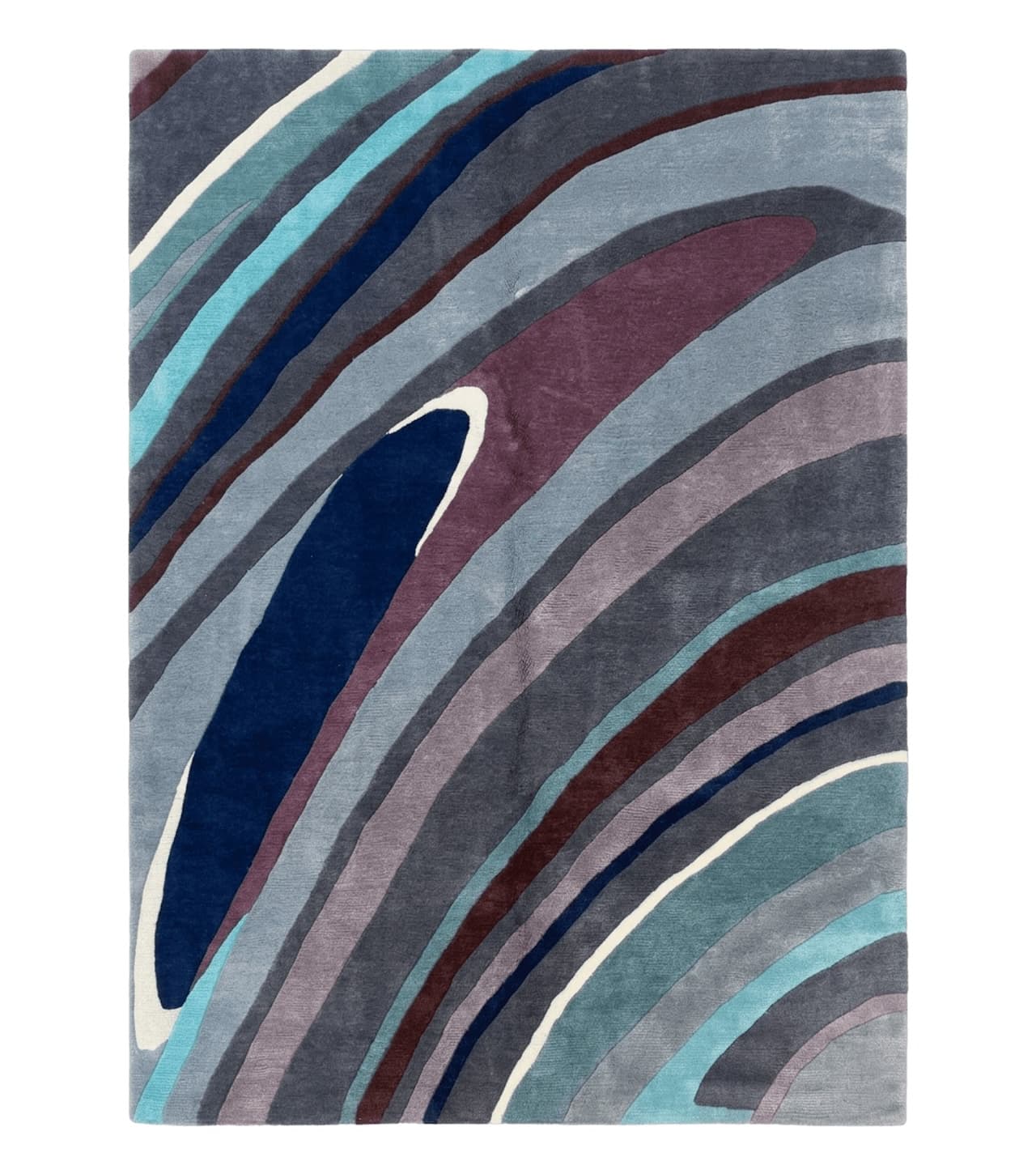 Modern Nepali Handmade Wool Rug 6x8, Blues Gray Mauve, Abstract, Nepali Tibetan Rug by Jewel Rugs