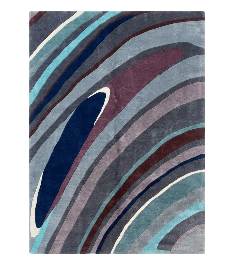 Modern Nepali Handmade Wool Rug 6x8, Blues Gray Mauve, Abstract, Nepali Tibetan Rug by Jewel Rugs