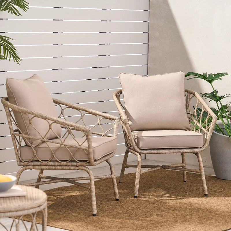 Bruce Outdoor Club Chair Set with Water Resistant Cushions by HouseOfZazla