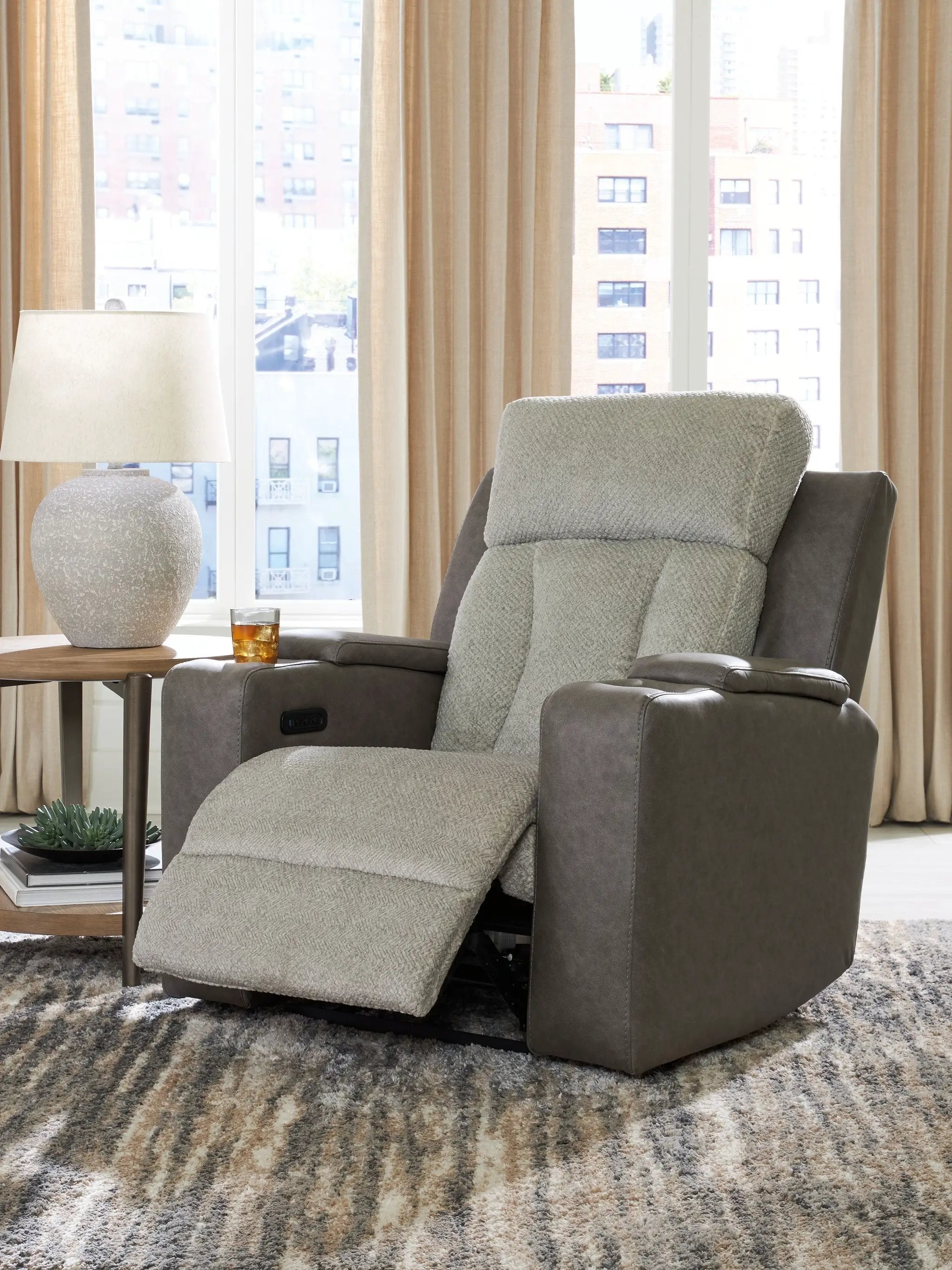 WhipLash - Power Recliner With Adj Headrest - Sisal by Unique Piece Furniture