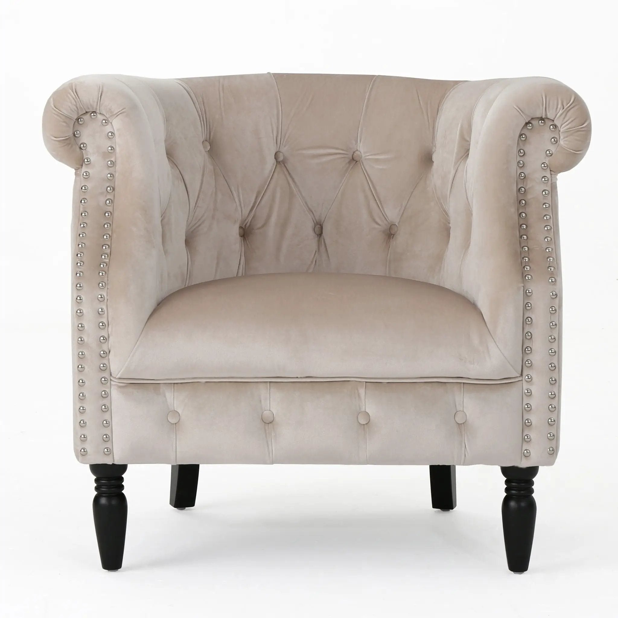 Celestialis Upholstered Club Chair with Tub Design and Rolled Recessed Armrests by HouseOfZazla