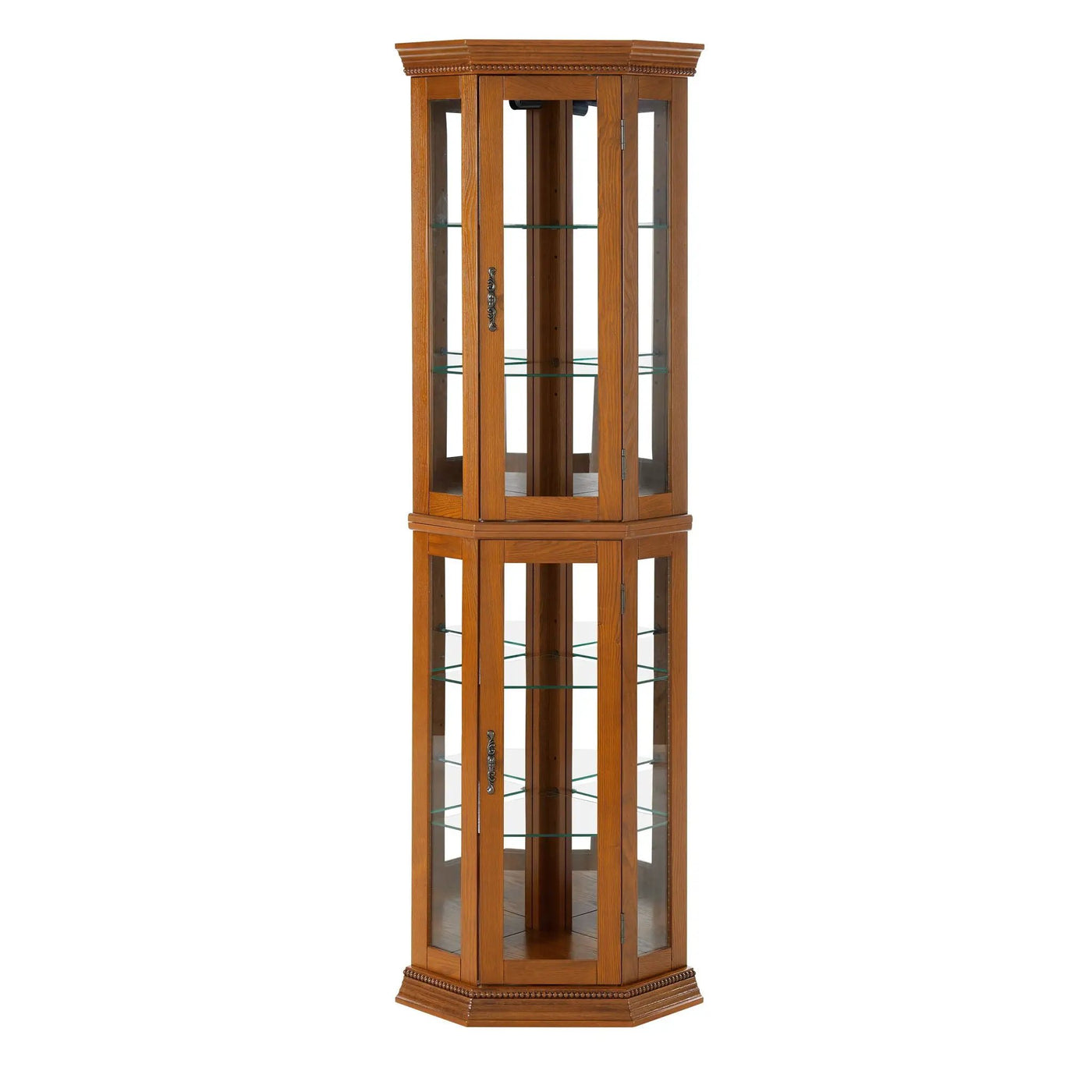 Corner Curio Cabinet With Lights, Adjustable Tempered Glass Shelves, Mirrored Back, Display Cabinet (E26 Light Bulb Not Included) by HouseOfZazla