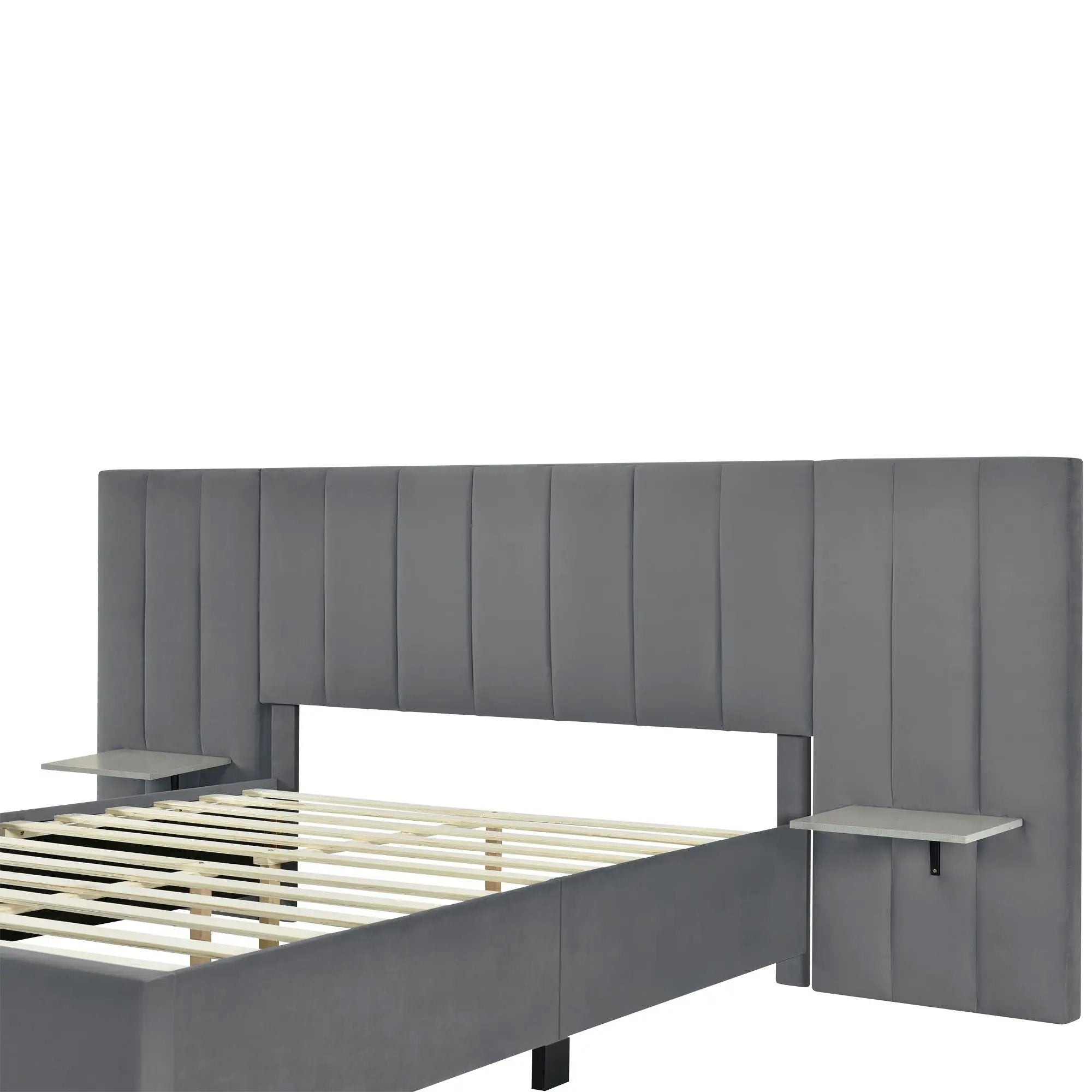 Upholstered Platform Bed With Big Headboard by HouseOfZazla