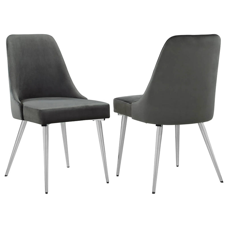 Padded Side Chair Of 2) With Upholstered Seat And Polished - Gray by HouseOfZazla