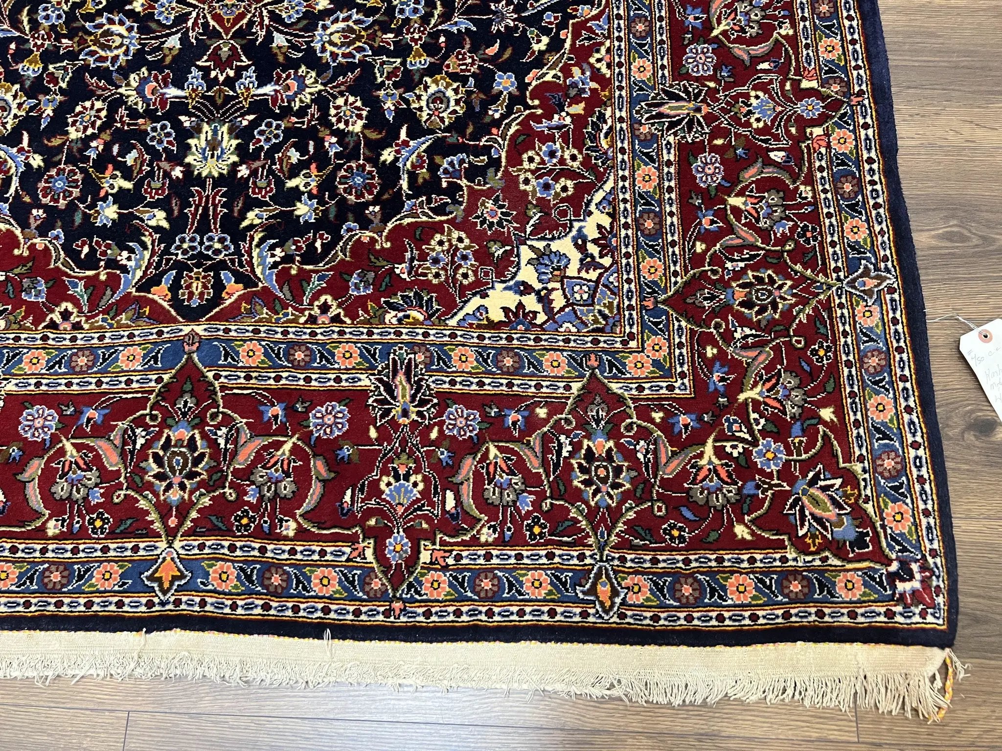 Dark Blue Persian Rug 5x8, Kork Wool Semi Antique Kashan Carpet, Very Fine Lachak Toranj Rug, Hand Knotted Floral Medallion Rug, 5 x 8 Oriental Rug by Jewel Rugs