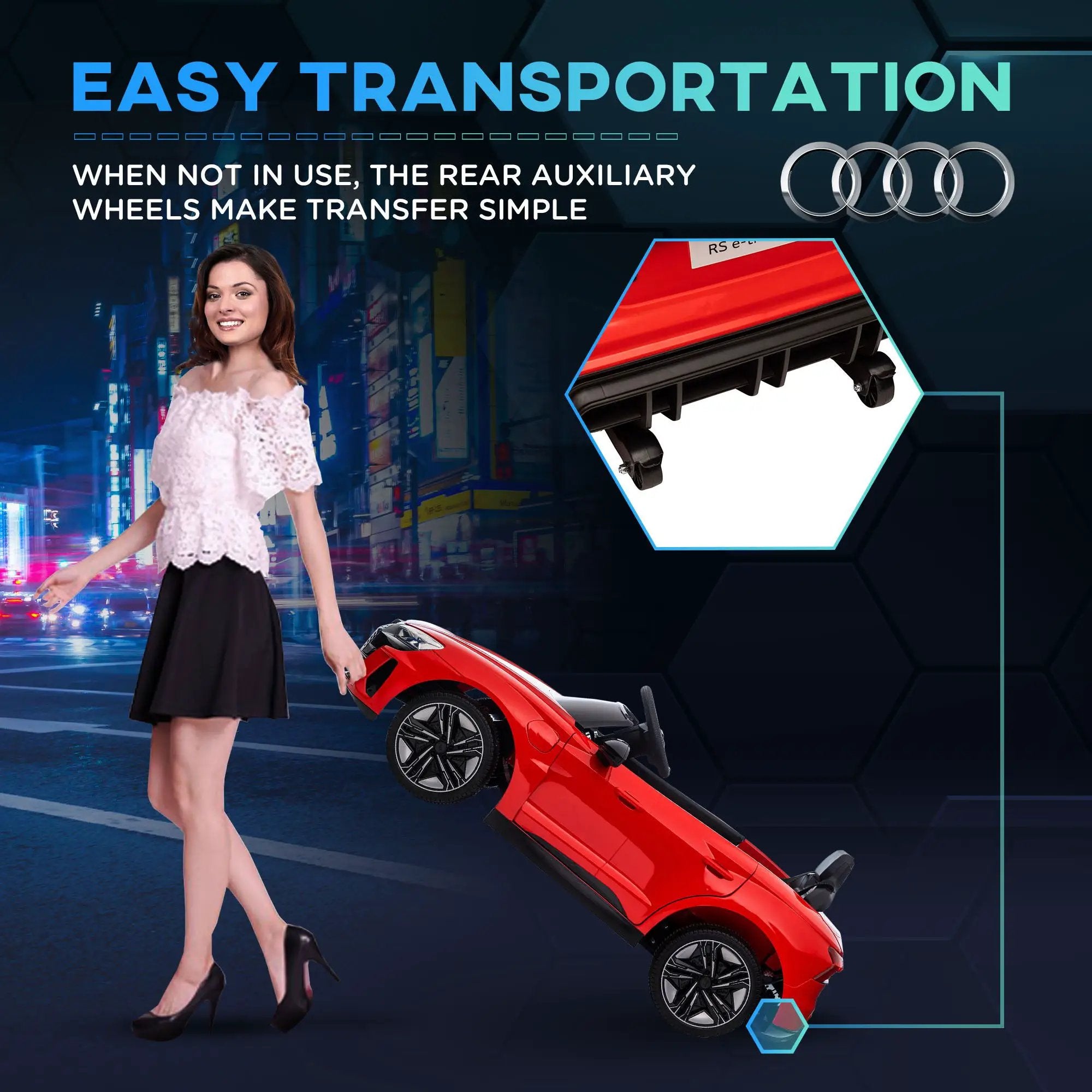 Aosom - Kids Ride On Car, 12V Licensed Audi Rs E-Tron Gt 3.1 Mph Electric Car For Kids, Ride-On Toy For Boys And Girls With Remote Control, 4 Wheels With Suspension, Horn, Music, Lights - Red by HouseOfZazla