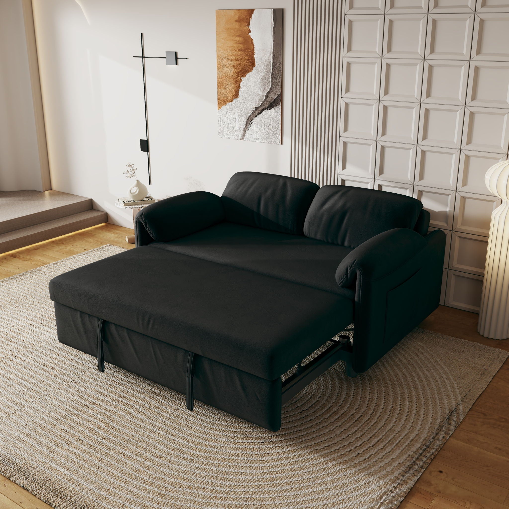 Sofa, Dual Purpose Lounge With Retractable Queen Size Bed by HouseOfZazla