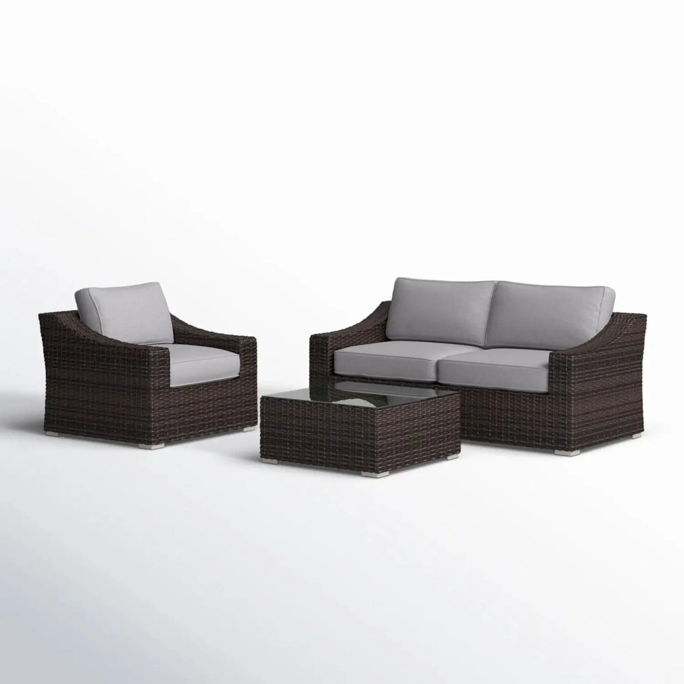 Outdoor Wicker Conversation Set With Cushions, All Weather by HouseOfZazla