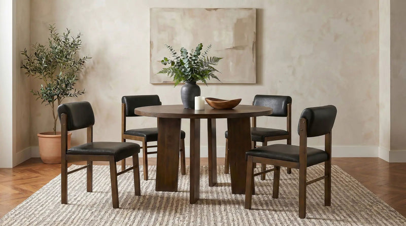 Strouse 5-piece Dining Set Black and Walnut by Unique Piece Furniture