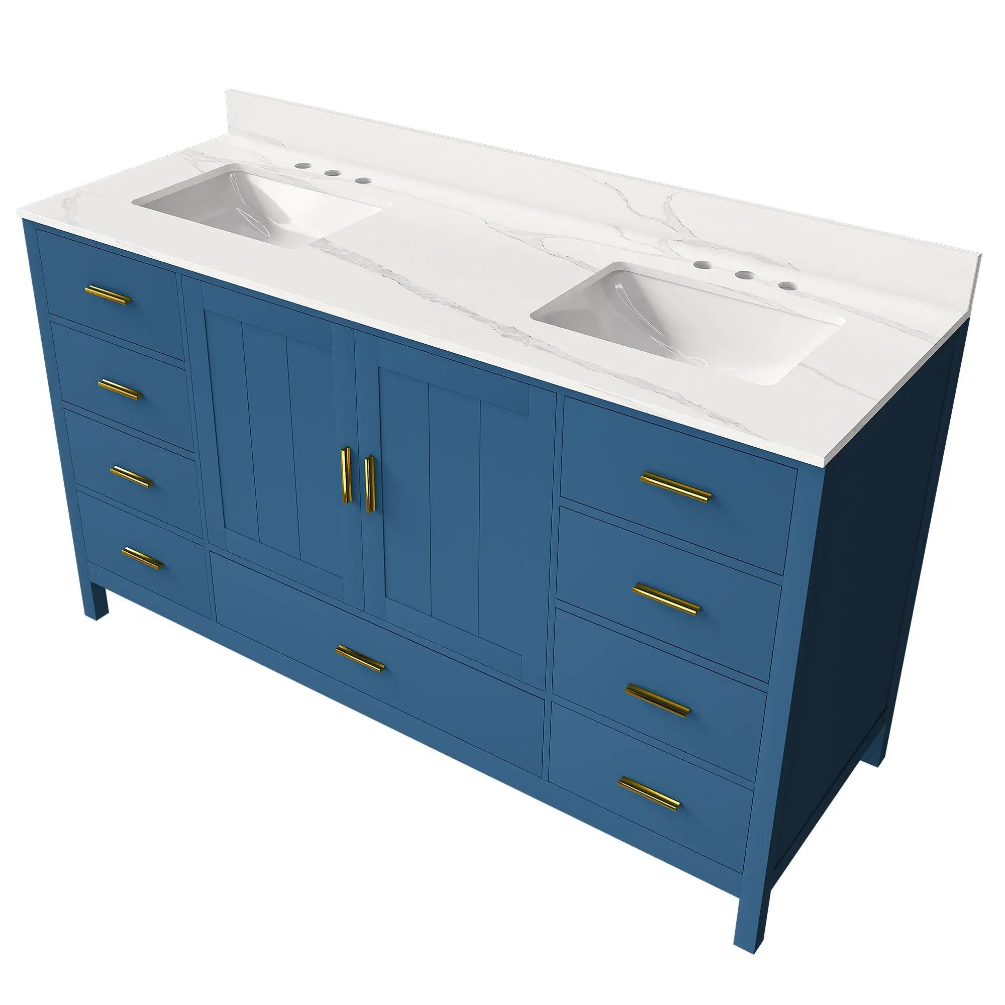 60" Solid Wood Bathroom Vanity with Double Sinks by HouseOfZazla