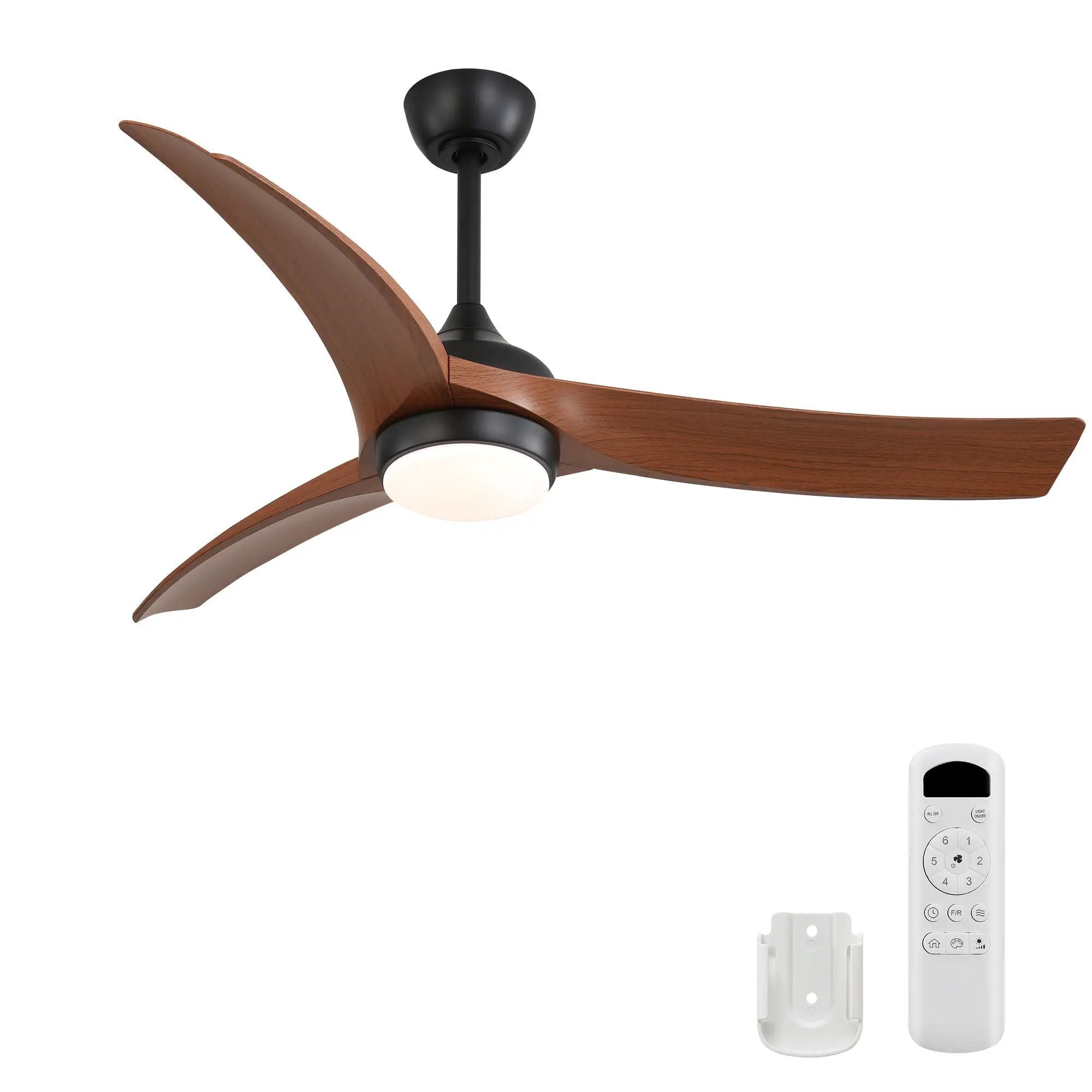 Ceiling Fan With 3 Blades, Remote Control, Reversible DC Motor, Dimmable Light, And Timer - Black by HouseOfZazla