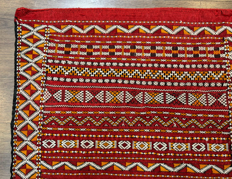 Moroccan Kilim Rug 4x8, Flatweave, Bohemian, Red Ivory Orange by Jewel Rugs