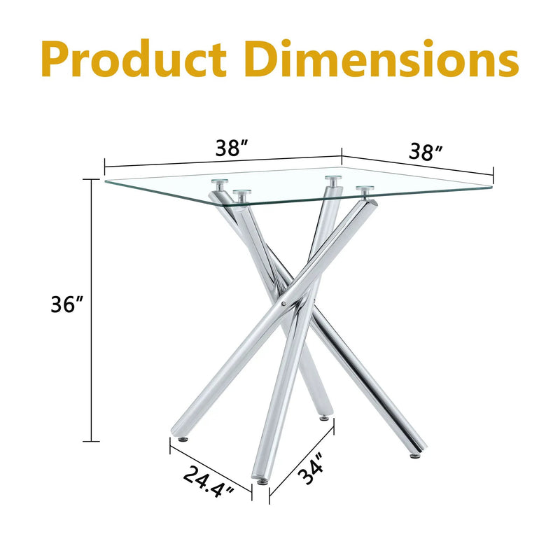 Modern Electroplated Metal Leg Bar Table with Tempered Glass Top by HouseOfZazla