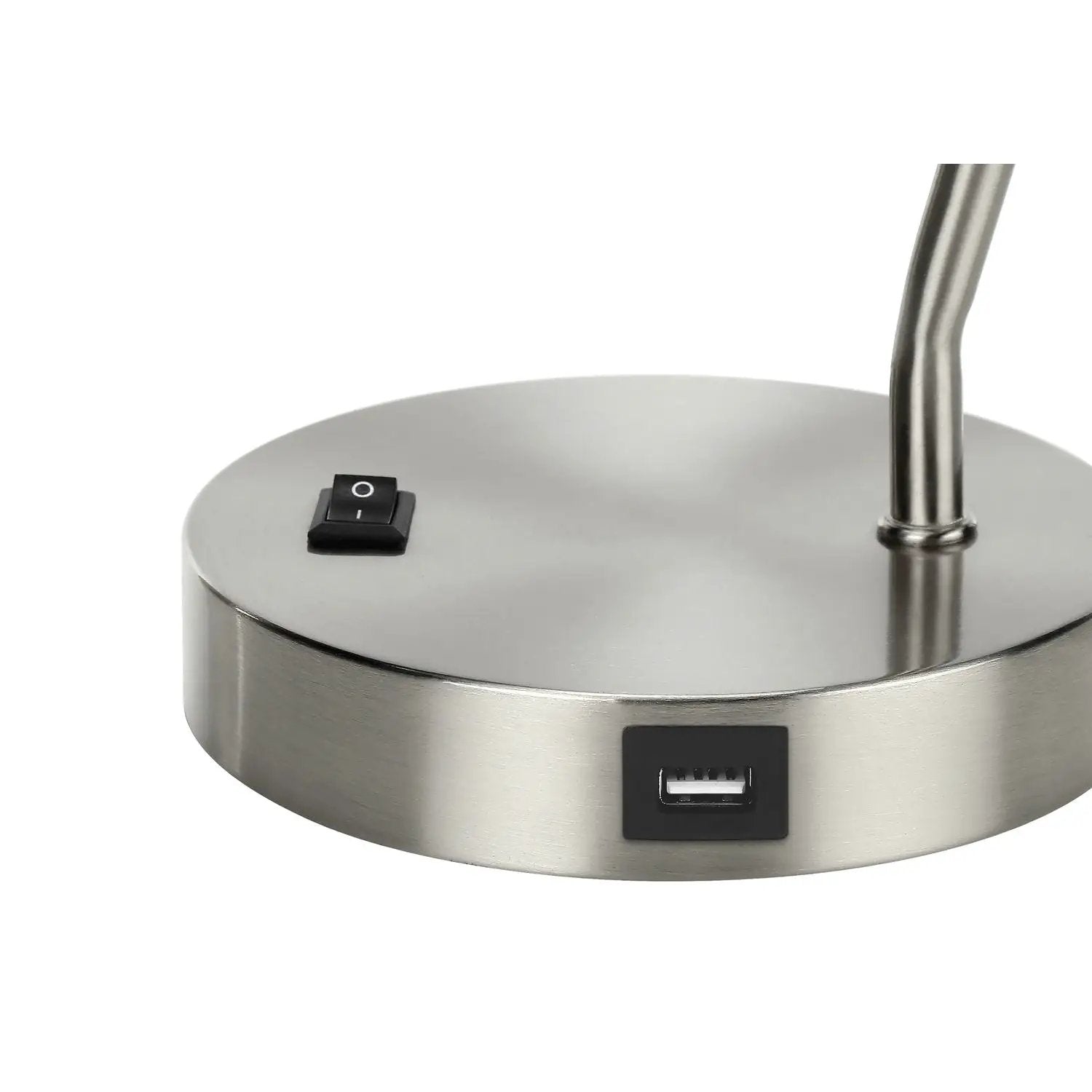 Lighting, Table Lamp, USB Port Included, Nickel Metal, Nickel Shade, Modern - Silver by Unique Piece Furniture